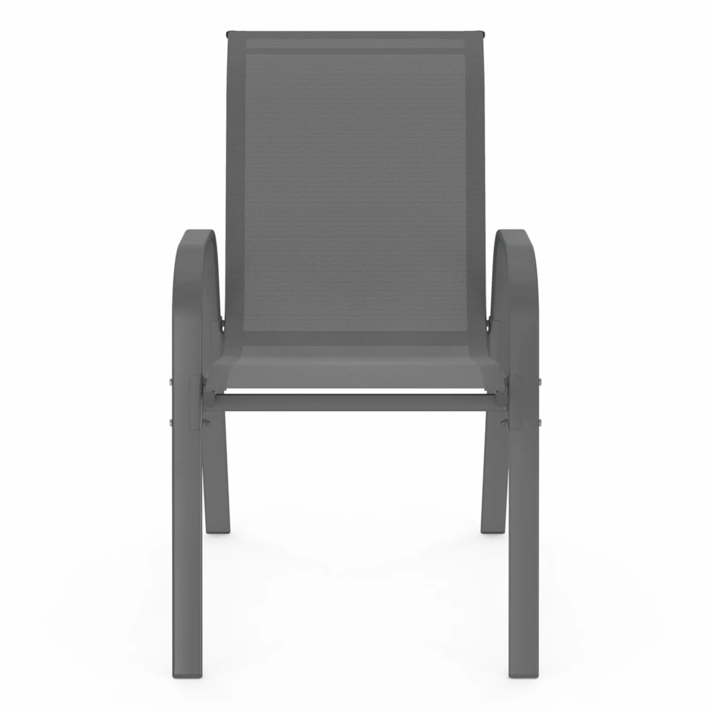 IDMarket - Set di 4 sedie impilabili in metallo e textilene grigio antracite LYMA