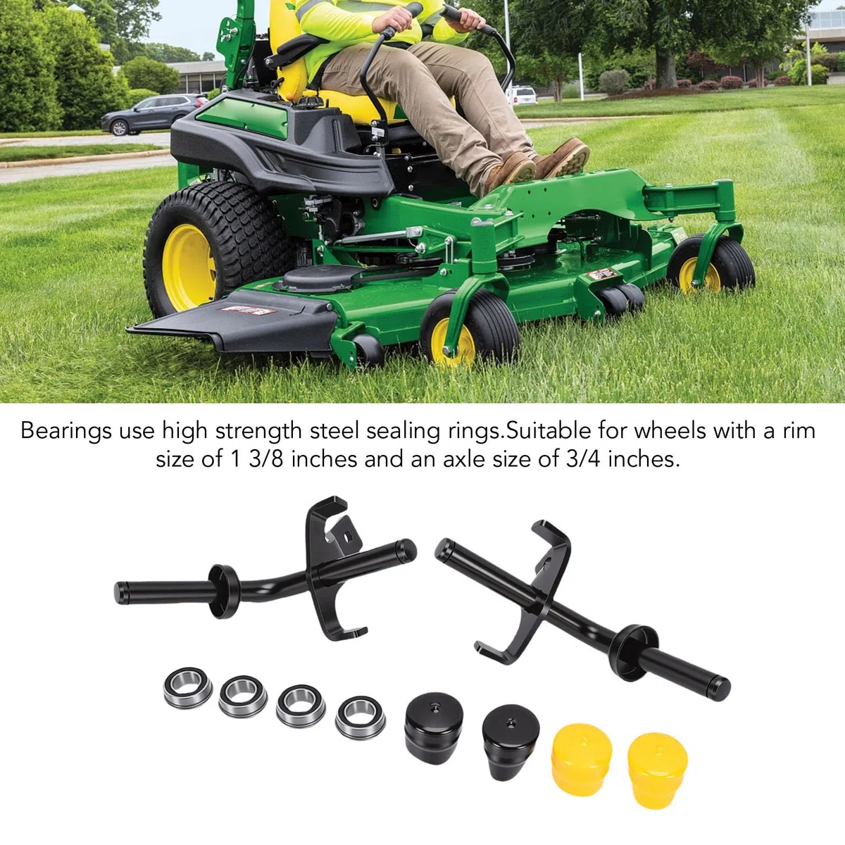 Akozon Kit di Conversione Cuscinetto Boccola Ruota Anteriore Mandrini Sterzo Asse GY20047 Sostituzione per Trattorini da Giardino L110