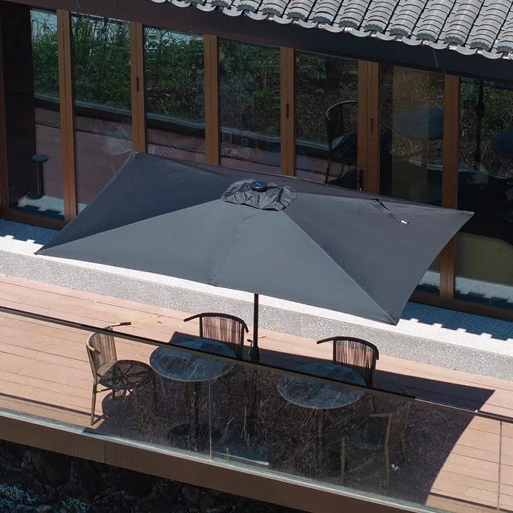 Telo di Ricambio per Ombrellone, Copertura Ombrellone Rettangolare 3x2m a 4/6/8 Stecche, Telo Parasole di Ricambio in Poliestere, Impermeabile e Protezione UV50+ per Giardino(Grey,2.1x1.40m)
