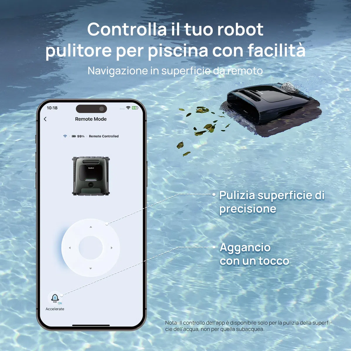 Beatbot AquaSense 2 Robot Piscina pareti e Fondo,Linea d'Acqua,Verde Bosco | Pulisce pavimento, pareti, superficie e chiarifica l'acqua.Posizionamento intelligente, Autonomia fino a 11 ore