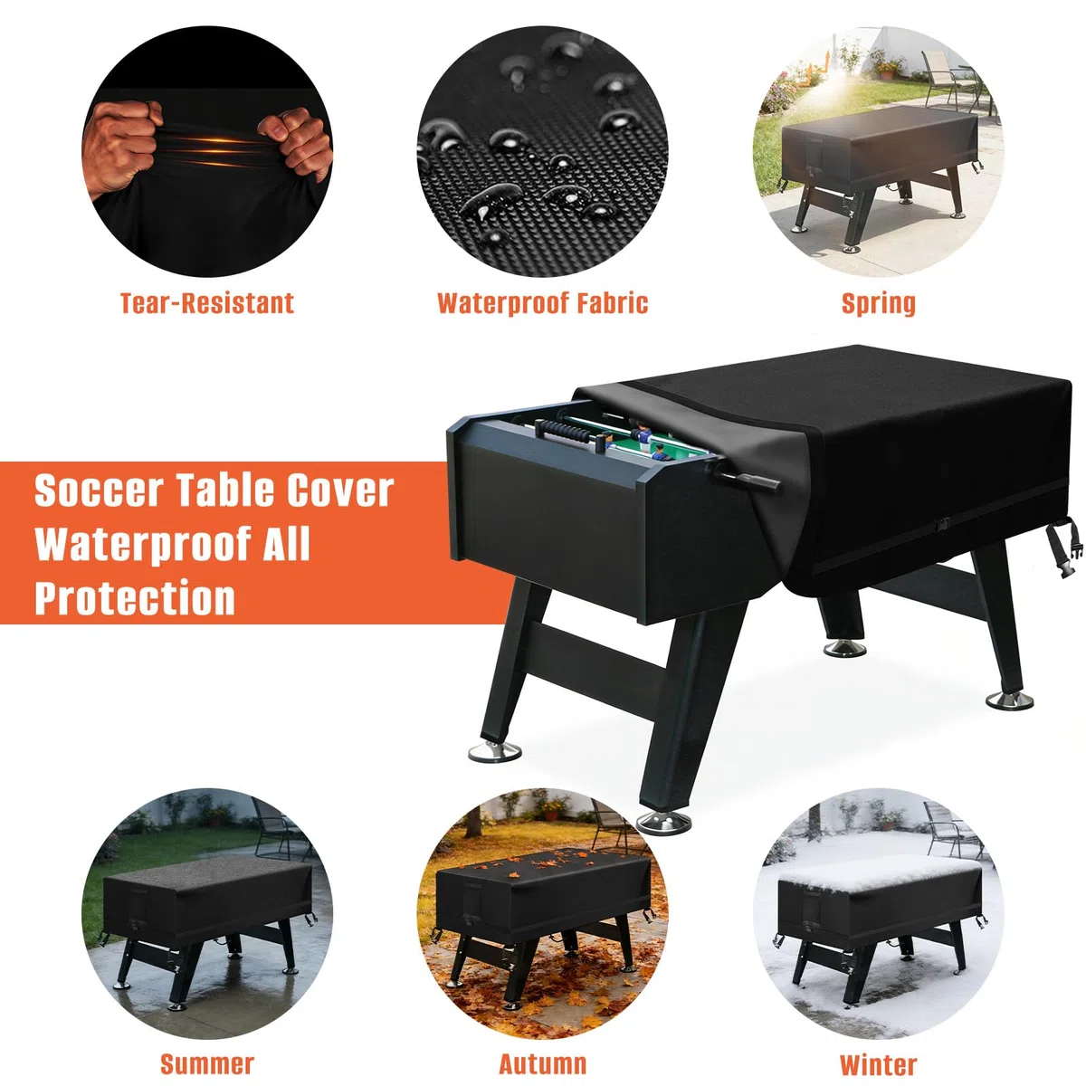 Kovshuiwe 160 x 115 x 50 cm Foosball Table Cover Outdoor Waterproof Soccer Table Cover Heavy Duty Rettangular Patio Football Game Table Cover
