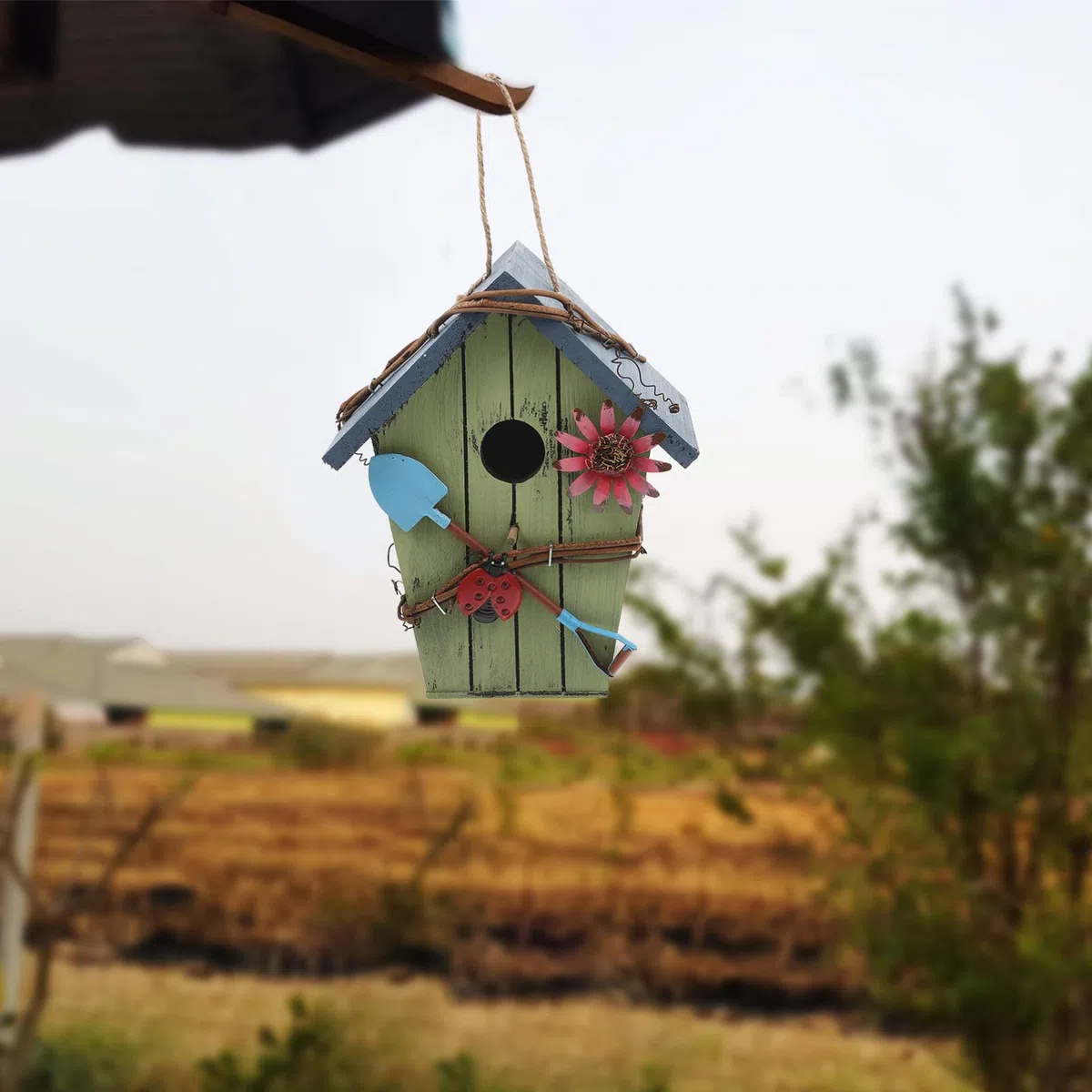 Casetta Uccellini in Legno, 2 Pezzi, Forma Casa per Piccoli Uccelli | Giardino e Salotto, per Allodole, Confezione Doppia, Articolo Decorativo