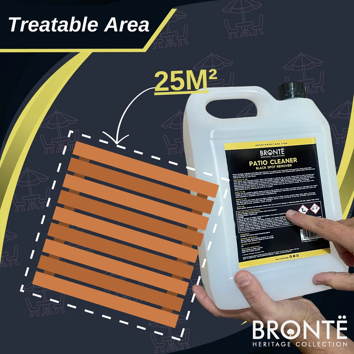 Bronte Heritage Patio Black Spot Remover 5L – Soluzione ad azione rapida per macchie nere ostinate, licheni, muschio e macchie. Non necessita di strofinare, per patio, pavimentazione, vialetti e