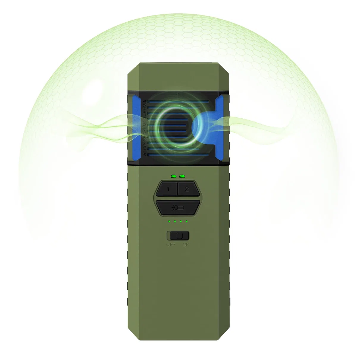 WhiteRhino 3-IN-1 Dispositivo Repellente per Zanzare da Esterno con Torcia, Repellente Elettrico con Riscaldamento a Doppia Faccia, IP67 Impermeabile, Batteria 9000mAh, per Patio, Viaggi (Verde)