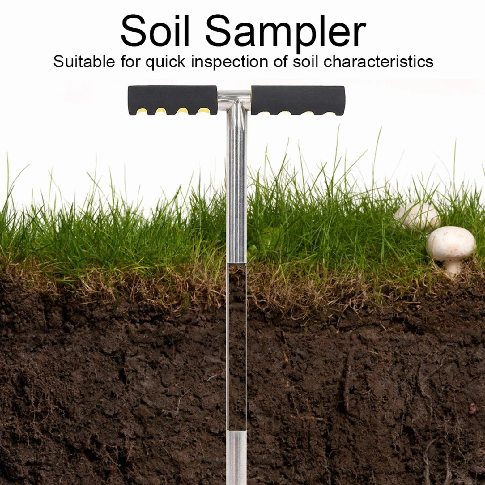Wakects Soil Sampler Sonda 51 cm, Sonda per Campionamento del Suolo in Acciaio Inox, T-Style Manico, Sampler per Sonda da Suolo per Mazze da