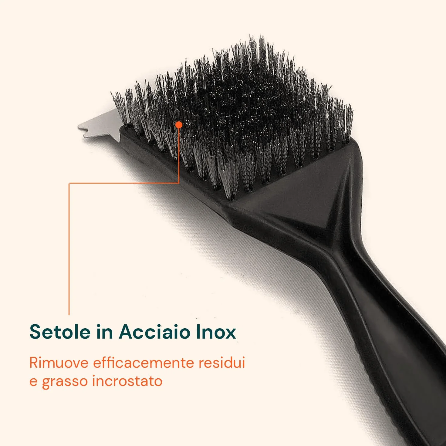 Avilia Spazzola Barbecue con Raschietto – Spazzola BBQ in Acciaio con Manico Ergonomico in PP, Accessori Barbecue per Pulizia Griglia, Lunghezza 29 cm