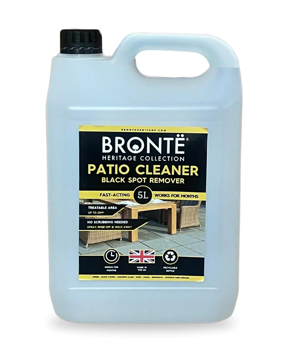 Bronte Heritage Patio Black Spot Remover 5L – Soluzione ad azione rapida per macchie nere ostinate, licheni, muschio e macchie. Non necessita di strofinare, per patio, pavimentazione, vialetti e