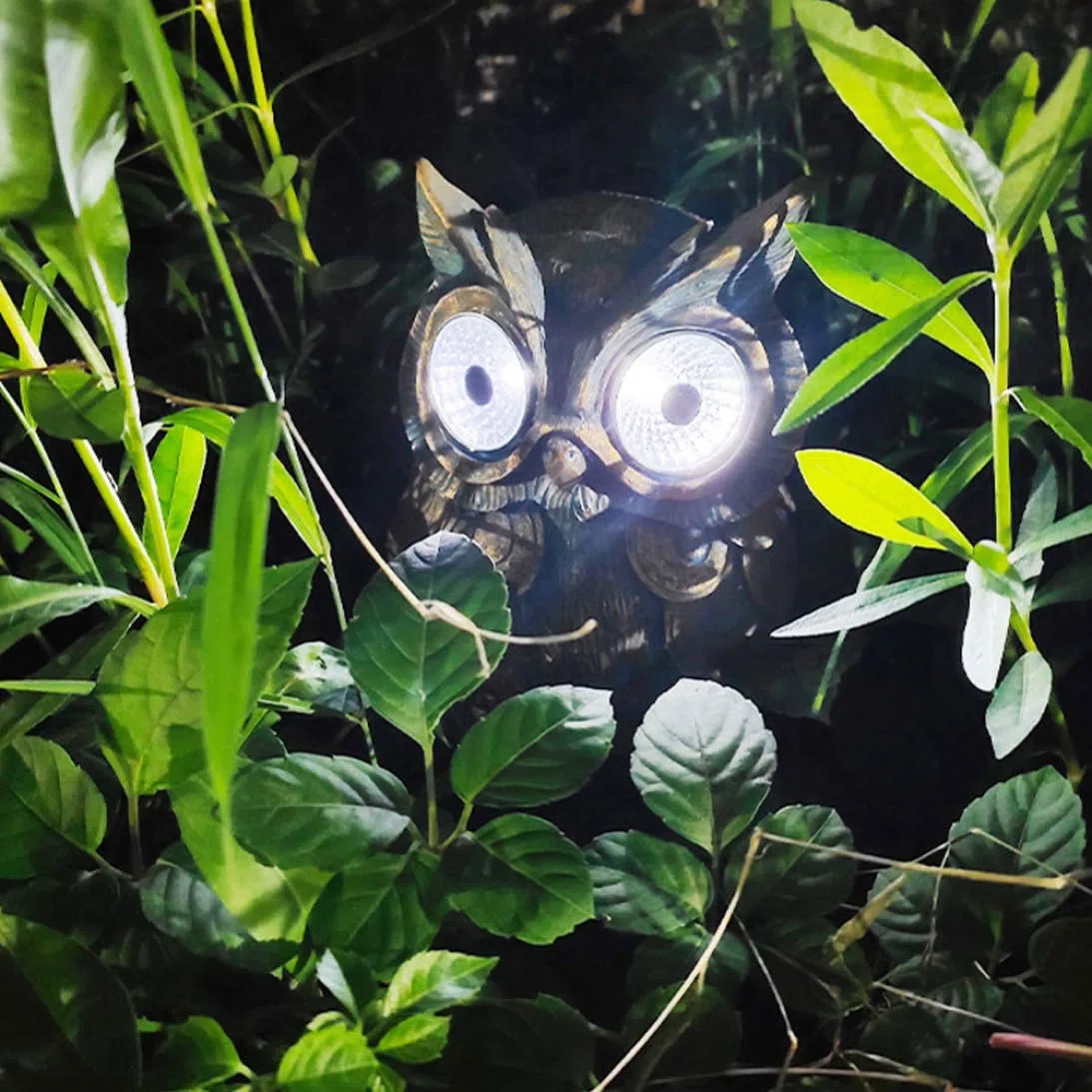 Statua da giardino solare, scultura di gufo in resina impermeabile con luci a LED - Ornamento decorativo per prato da giardino esterno