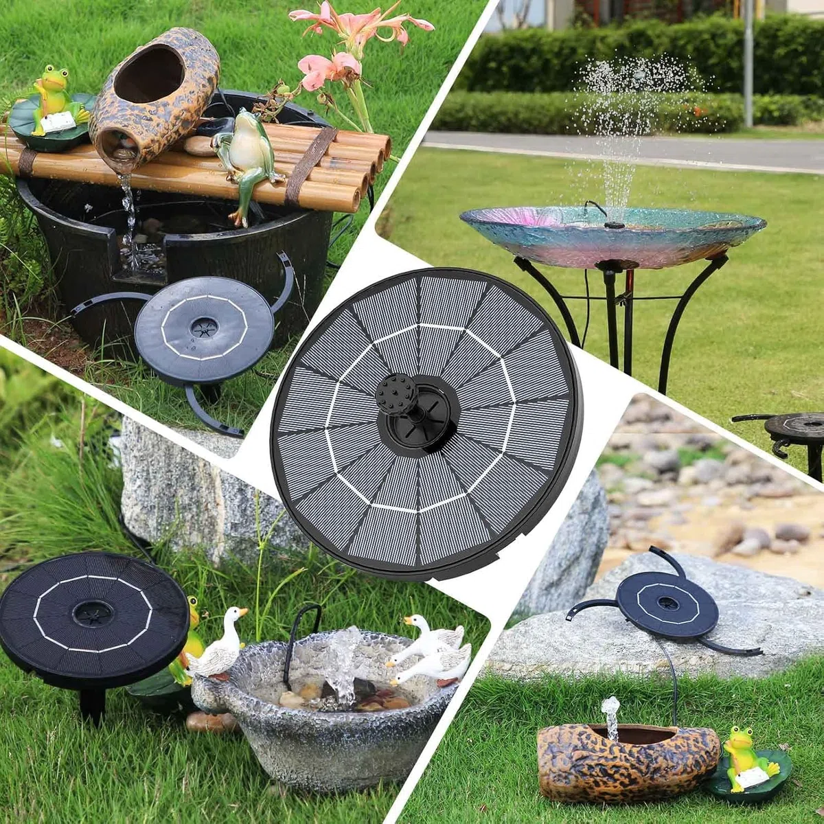 AISITIN Fontana Solare da Giardino Esterno 2,8W Fai da Te con Pannello Rimovibile e Supporto Fisso Pompa ad Energia Solare con 8 Effetti e Prolunga da 3 metri Ideale per Giardino,Stagno,Vasca Uccelli