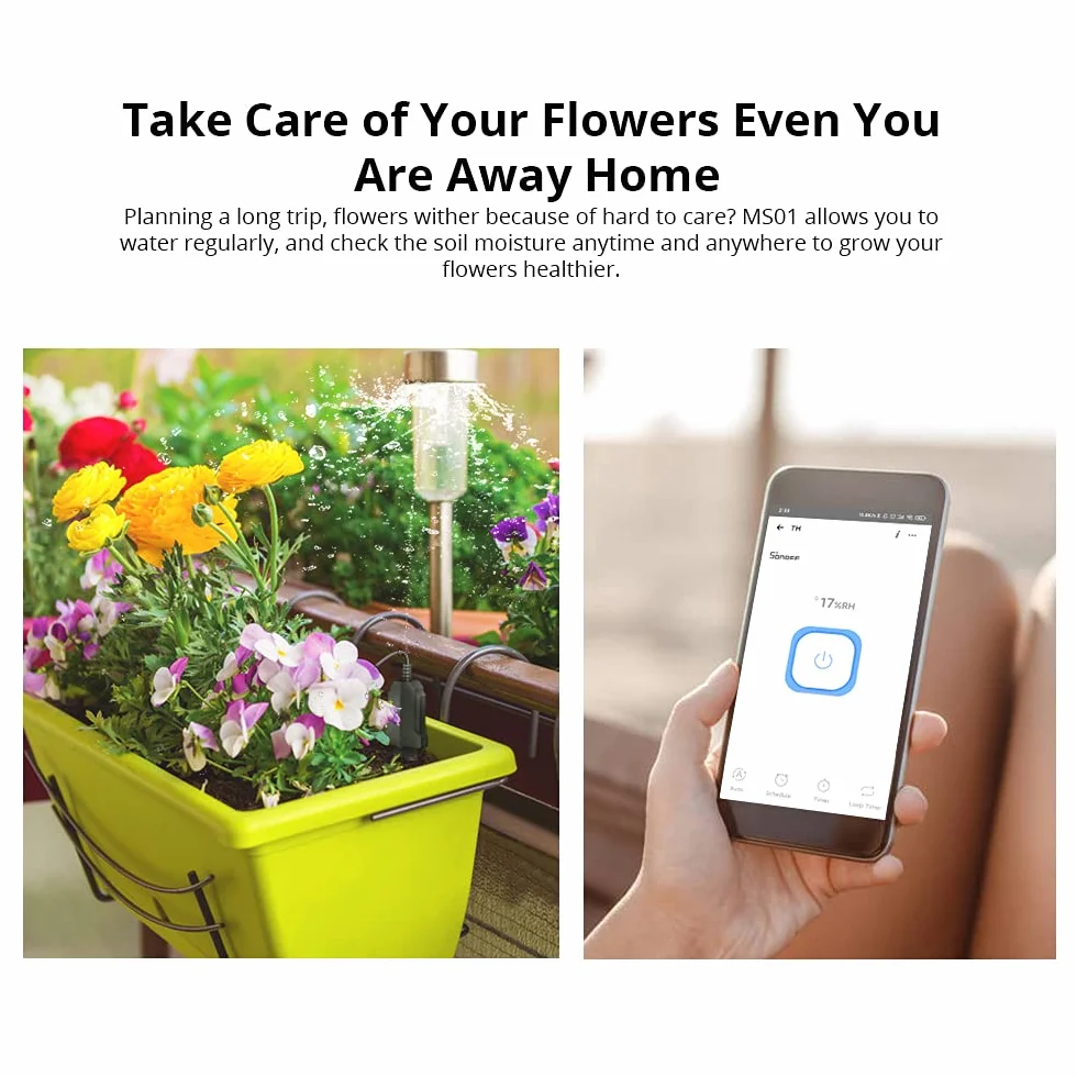 SONOFF MS01 IP55 impermeabile intelligente flora suolo monitor giardino pianta cura suolo erba umidità tester sensore DIY fiore giardinaggio tester