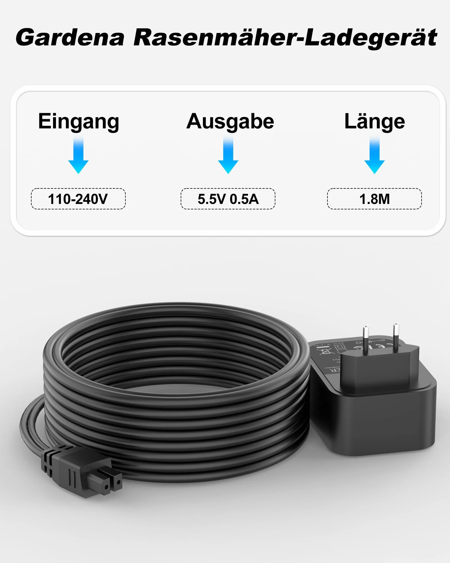 Cavo di ricarica da 5,5 V per Gardena 9850, 9851, 9852, forbici per erba a batteria ComfortCut ClassicCut