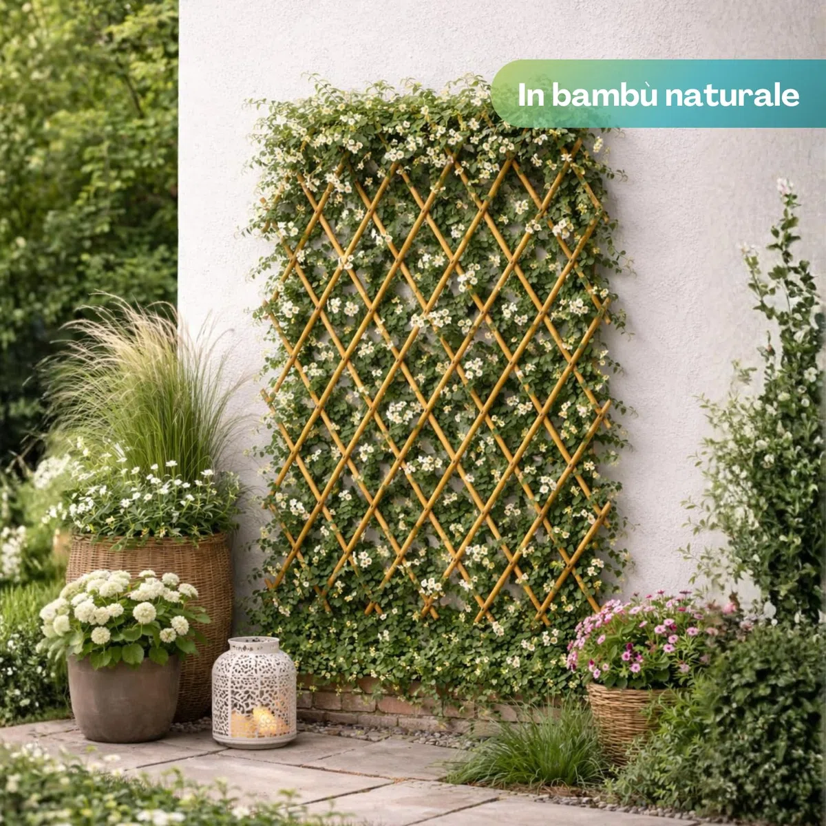 Virsus 1 Traliccio Estensibile in Bamboo Naturale 3966, Diametro 12-14 mm, per Sostegno a Muro di Fiori e pianti rampicanti, per Decorazione Esterni Pannello Recinzione Giardino, terrazzo (180x120 cm)
