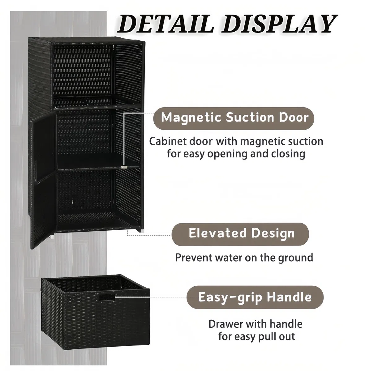Portasciugamani da esterno con ripiano e cassetto, porta asciugamani a bordo piscina, per spa, patio e spiaggia, design resistente ed elegante