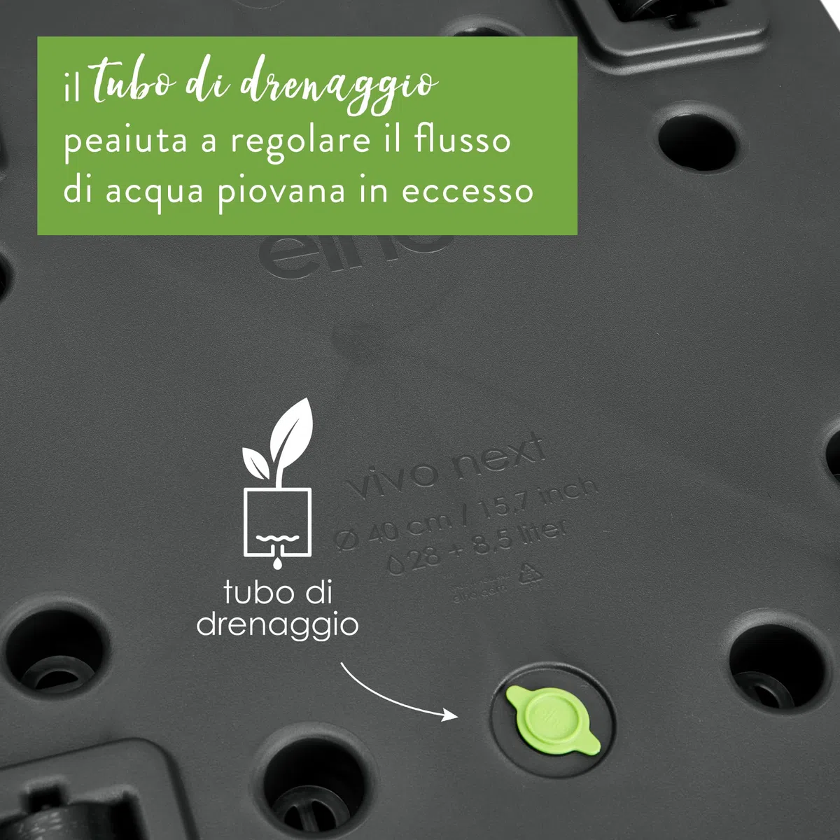Elho Vivo Next Square 40cm Fioriera per Piante - Living Black | L 39 x P 39 x A 37.9 cm | Adatto per uso interno ed esterno