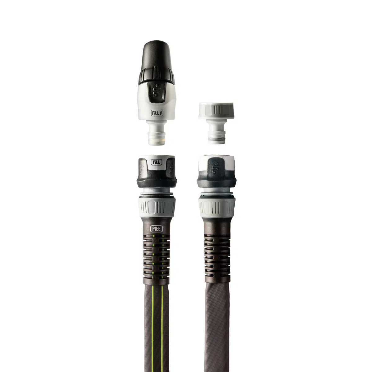FITT FORCE 5/8" 25 m, Tubo Acqua da Giardino per Irrigazione, Compatto, Leggero e Resistente per Uso Intensivo con Lancia, colore Grigio-Lime