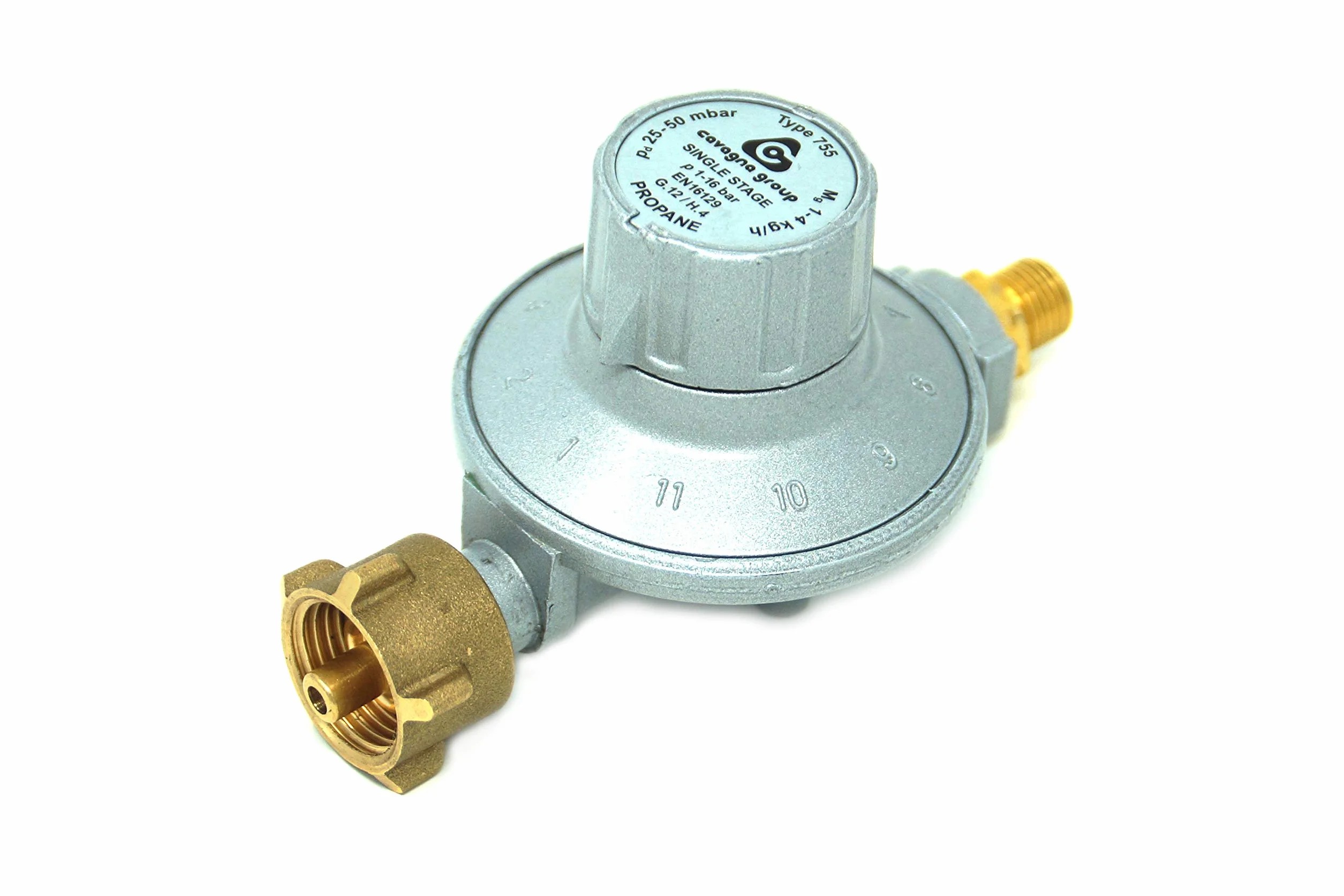 CAVAGNA Regolatore di Bassa Pressione 25-50mbar Regolatore di Pressione del Gas Regolabile in 11 stadi per griglia a Gas, Stufa radiante, Stufa radiante terrazza, fornello