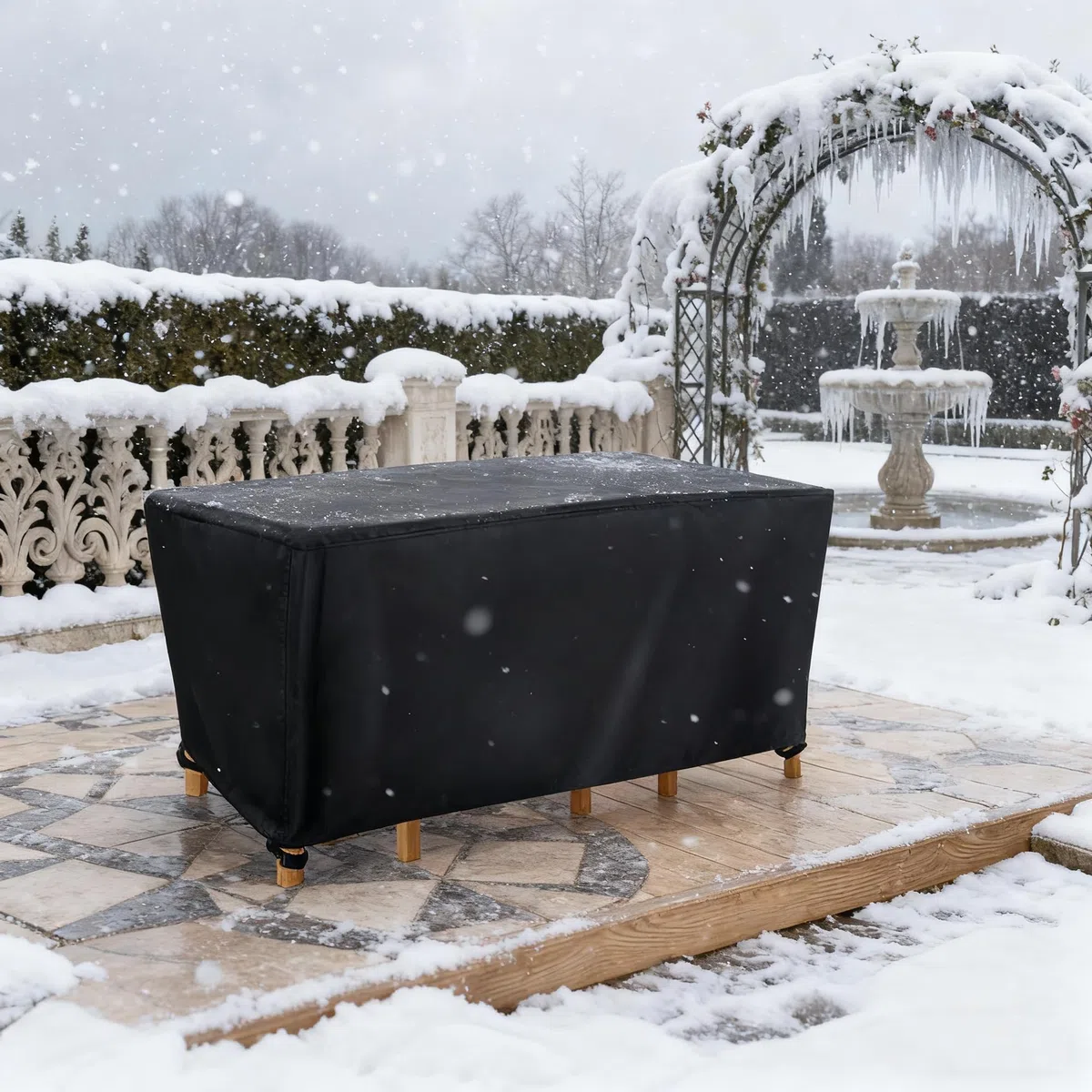 Copertura Protettiva per Tavoli da Giardino 140x70x100/LxWxH Copertura Tavolo Esterno Impermeabile Resistente ai Raggi UV Coperturas per Mobili da Giardino, 420D Oxford Copri Tavolo