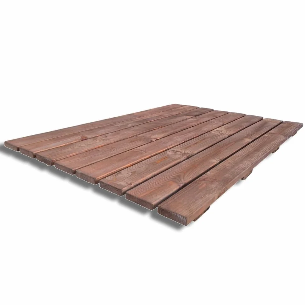 Pedana doccia antiscivolo 118x78 cm, in legno di pino impregnato, Colore Teak