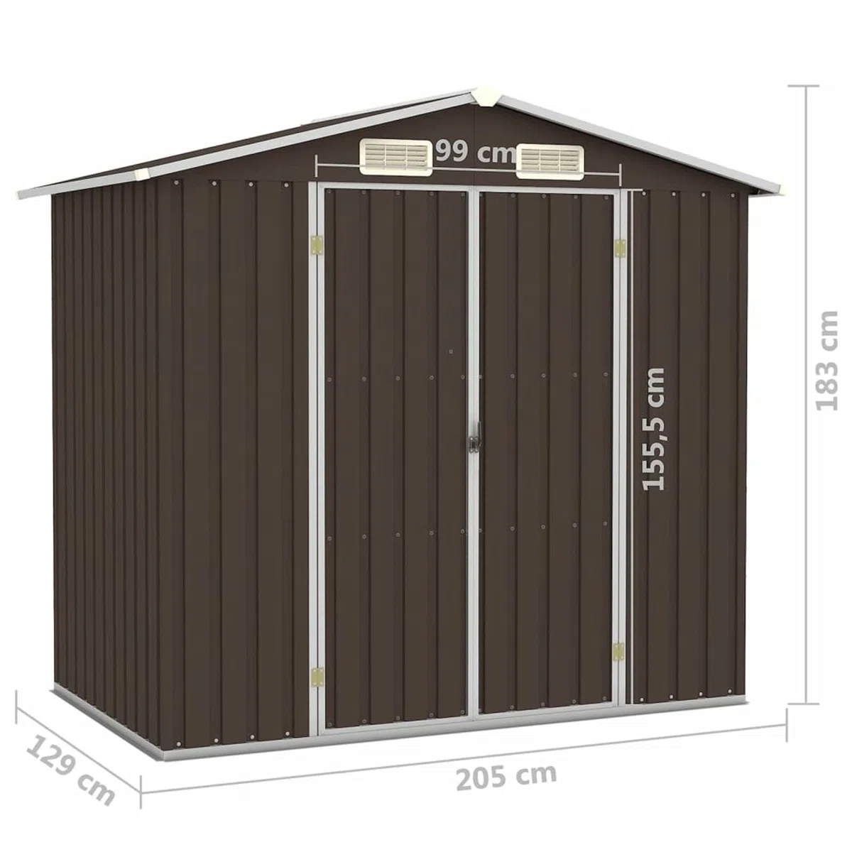 Capanno da Giardino, Casetta Giardino, Capanno Attrezzi da Giardino, Casette da Giardino, Marrone 205x129x183 cm in Acciaio Zincato