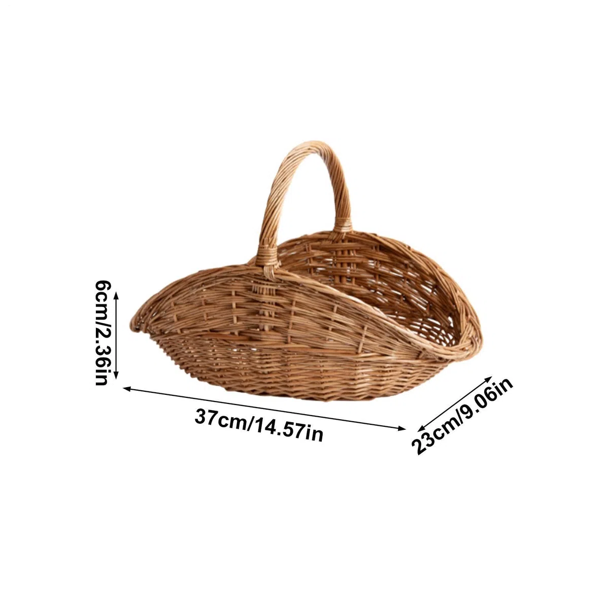Cestino per il pane in , 37 x 23 x 6 cm, vassoio ovale in tessuto, con manico, grandi cestini da portata, per raccogliere verdure, fiori, bancone, decorazione, picnic, cucina, tavolo