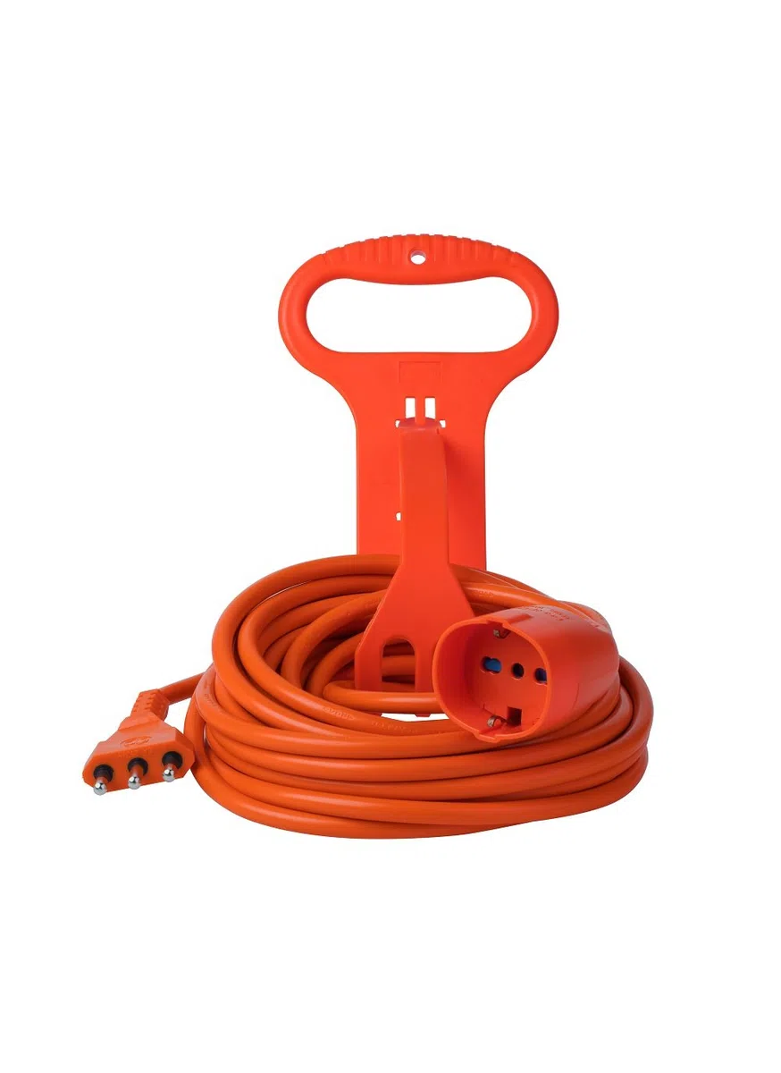 Poly Pool PP0379.30 Prolunga da Giardino Con Pratico Supporto Spina Grande 16 A, Presa Pluristandard Sezione Cavo 3 x 1,5 mm² Arancio, 30 Meter