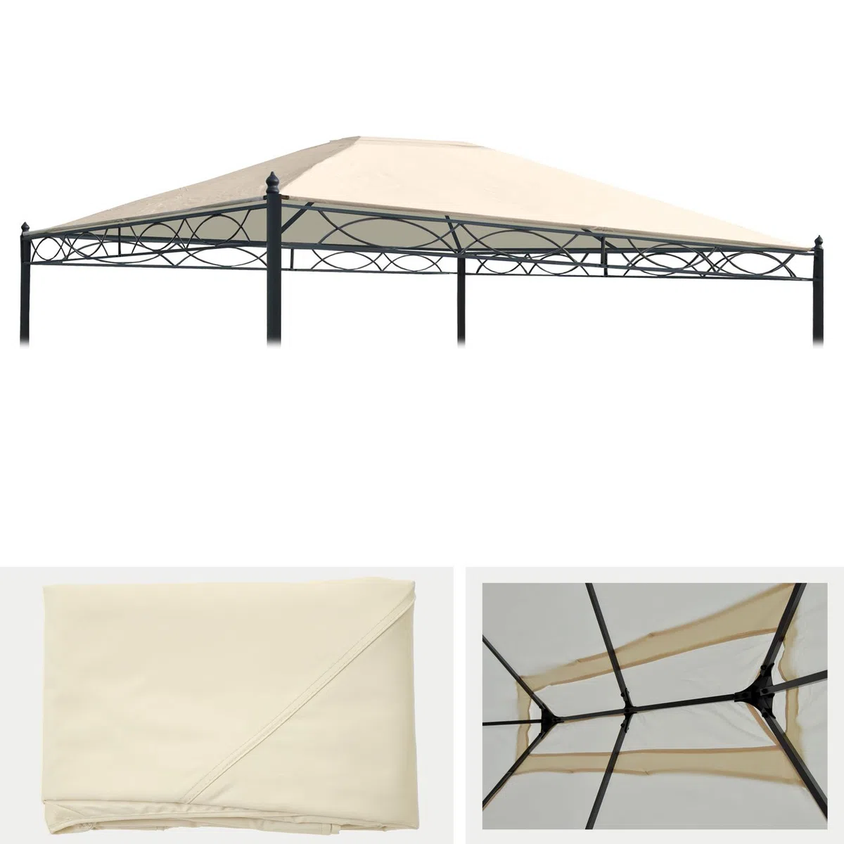 Telo di ricambio copertura tetto per gazebo Cadice poliestere 3x4m - avorio