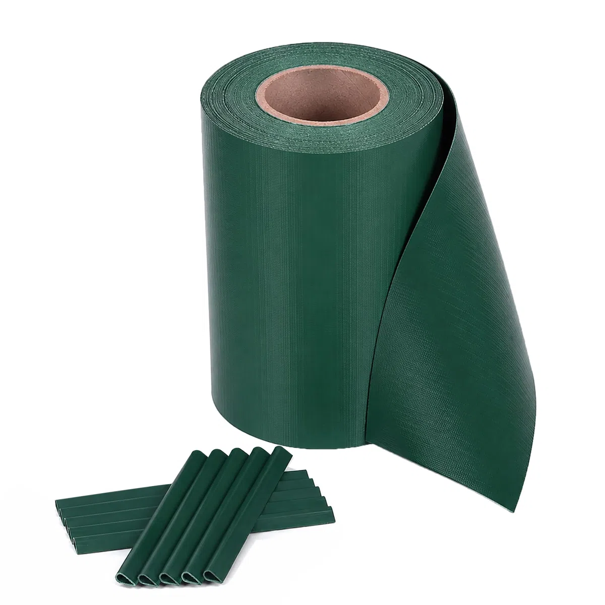 Strisce Frangivisto per Recinzione in PVC, Rotolo Verde 19x350cm, 450g/m². Resistente agli Agenti Atmosferici, con 20 Clip di Fissaggio.