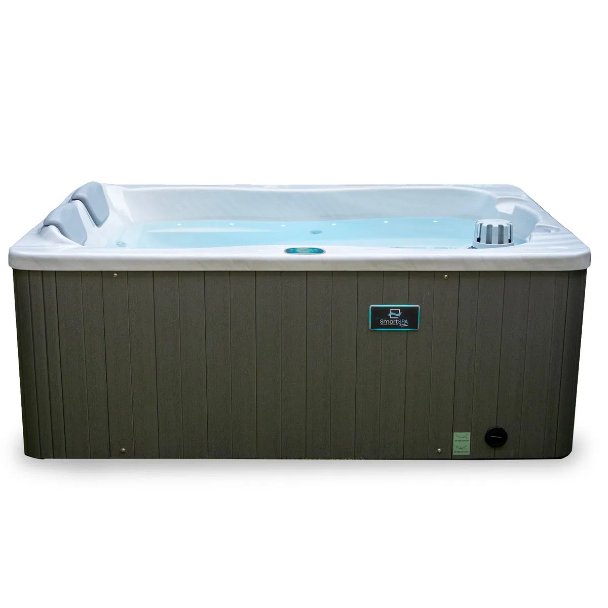 SmartSpa by ArtSpa Vasca Idromassaggio 2 Posti 175x110x72 cm con 11 Getti, Sistema Balboa USA, Spa da Esterno e Interno, Riscaldatore 2KW, LED, Colore Grigio