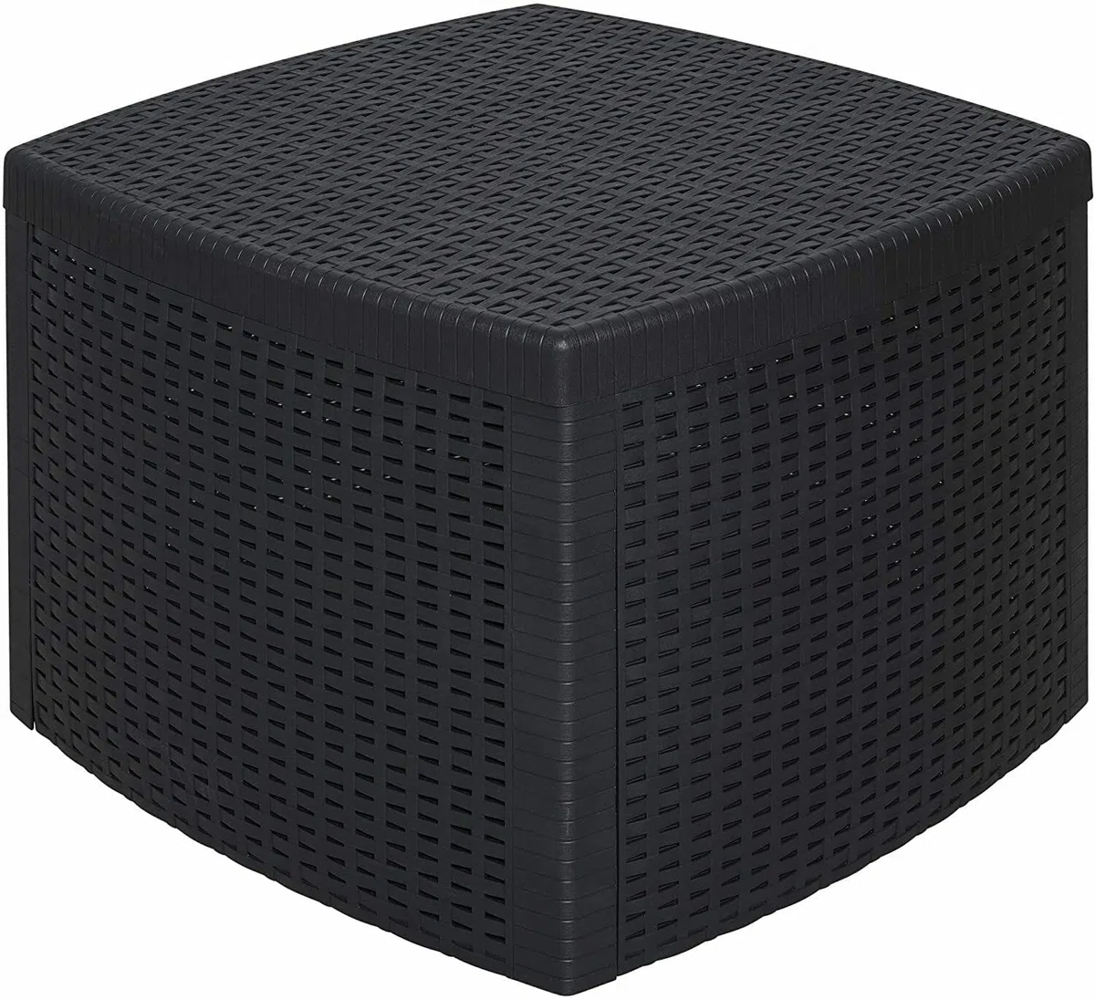 My Brand Germanvox Tavolino Contenitore Pouf da Giardino Esterno Rattan Antracite 53x53xH.40 cm da Montare ad Incastro