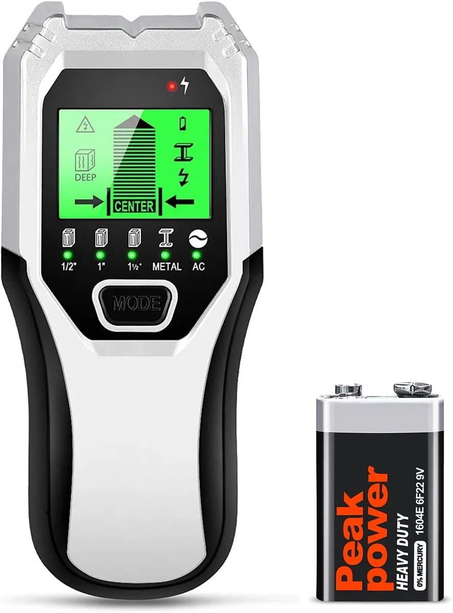 FOLAI Rilevatore da parete 5 in 1 Scanner da parete con sensore a bullone, Multifunzionale Stud Finder con schermo LCD e avviso di suono, per rilevare tubi metallici, tre tipi di legno e AC