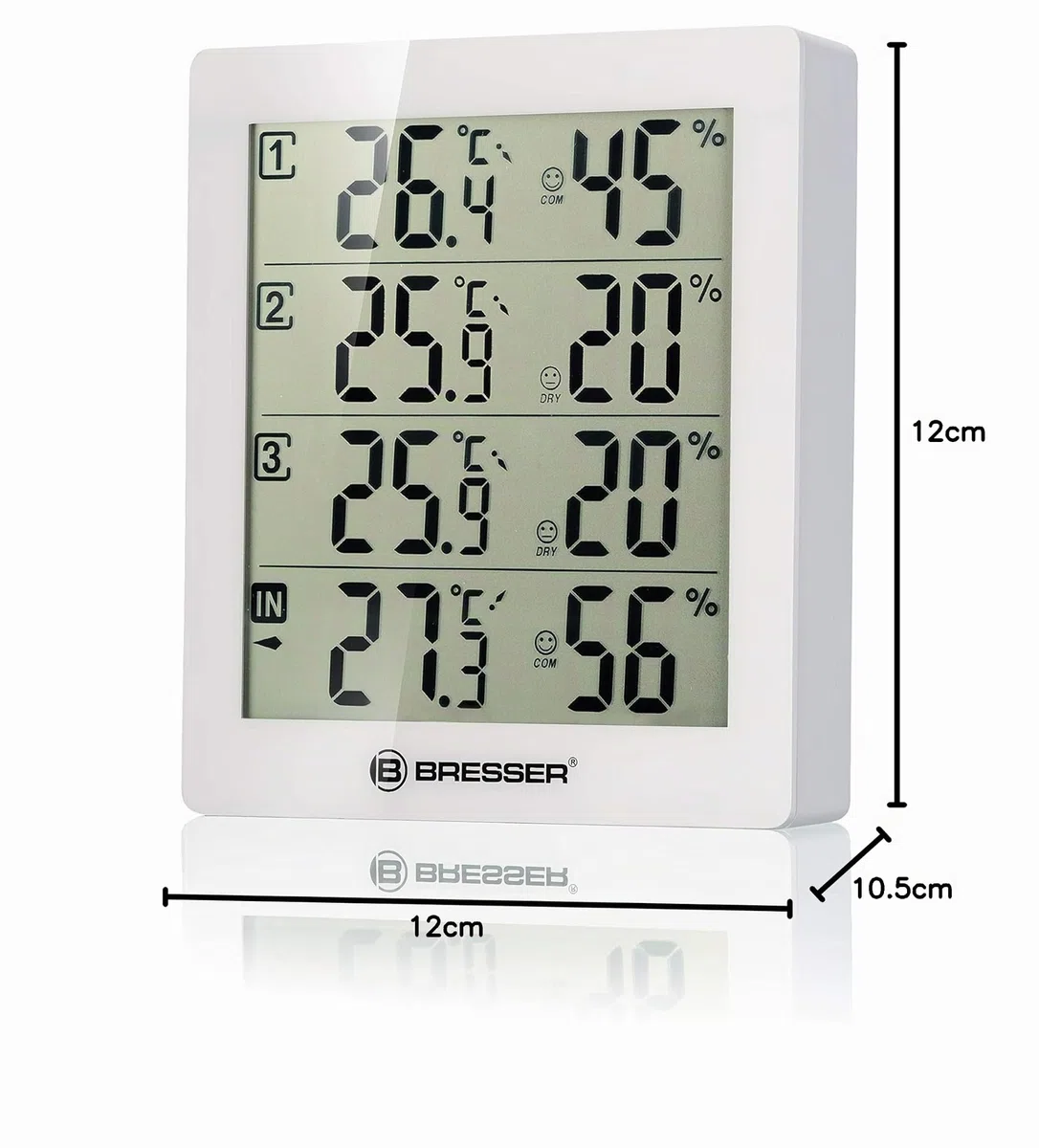 BRESSER Termoigrometro, bianco, 10,5 x 2,5 x 12 cm
