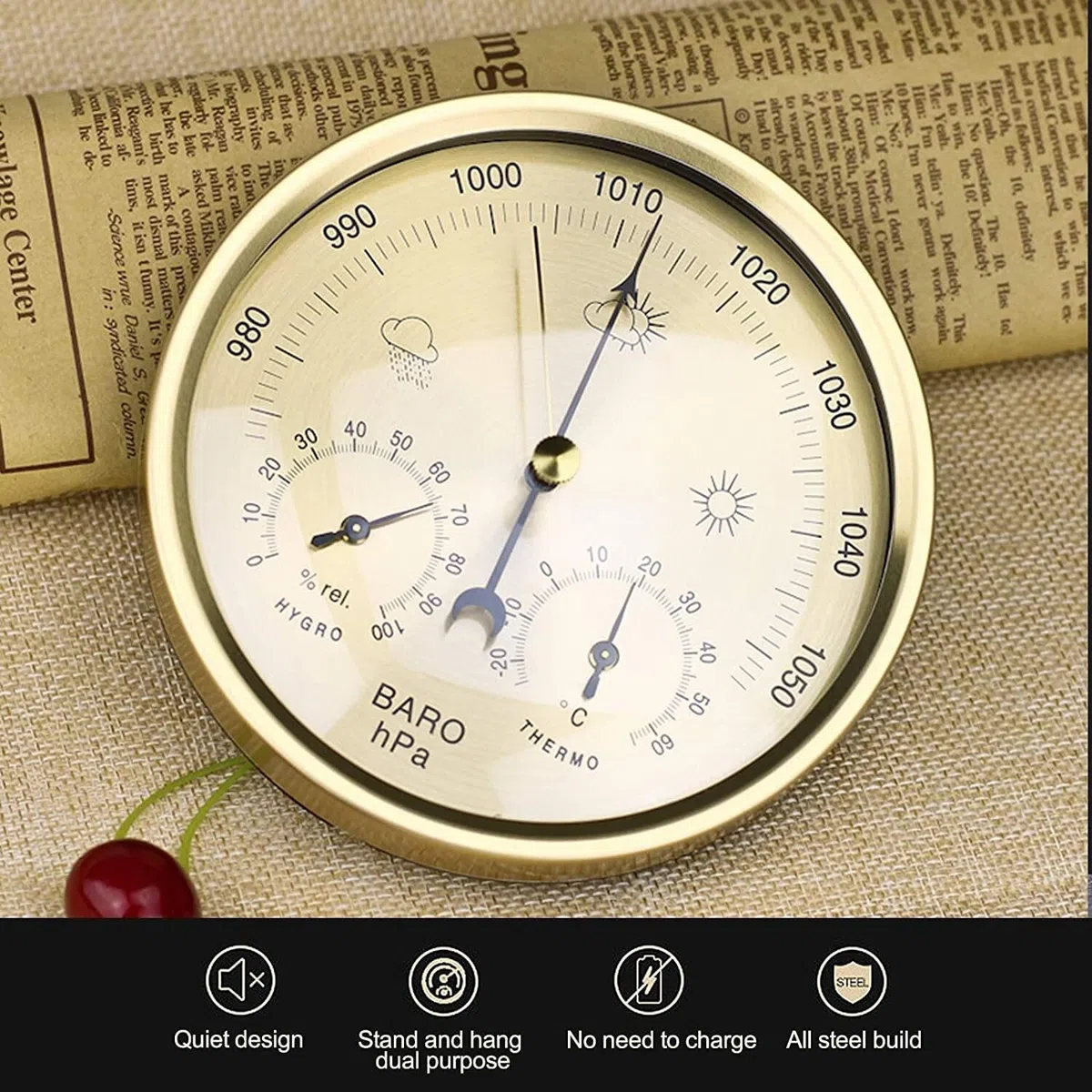 Stazione Meteo Analogica Da Parete, 3 In 1 Analogico Barometro Igrometro Termometro Per Interni E Esterno, 5.2" Stazione Meteorologica Analogica In Lega Di Alluminio Per Giardino, Camera Da Letto