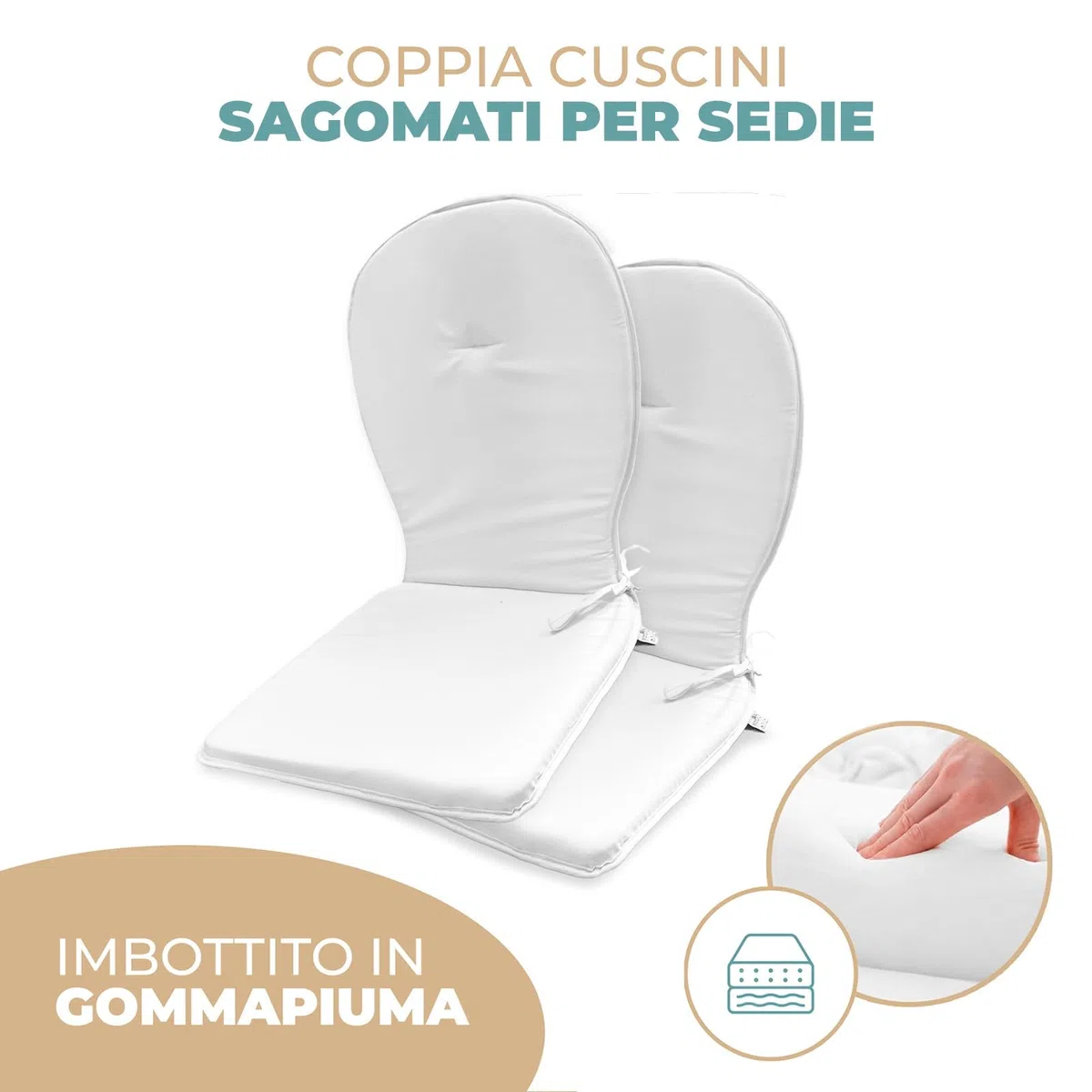 PARAMAISON Cuscino Sagomato con Schienale, Set 2 Pezzi, Antiscivolo con Laccetti, Imbottiti e Lavabili, per Cucina e Giardino Interno Esterno| 38x38x42 cm Riga Verde