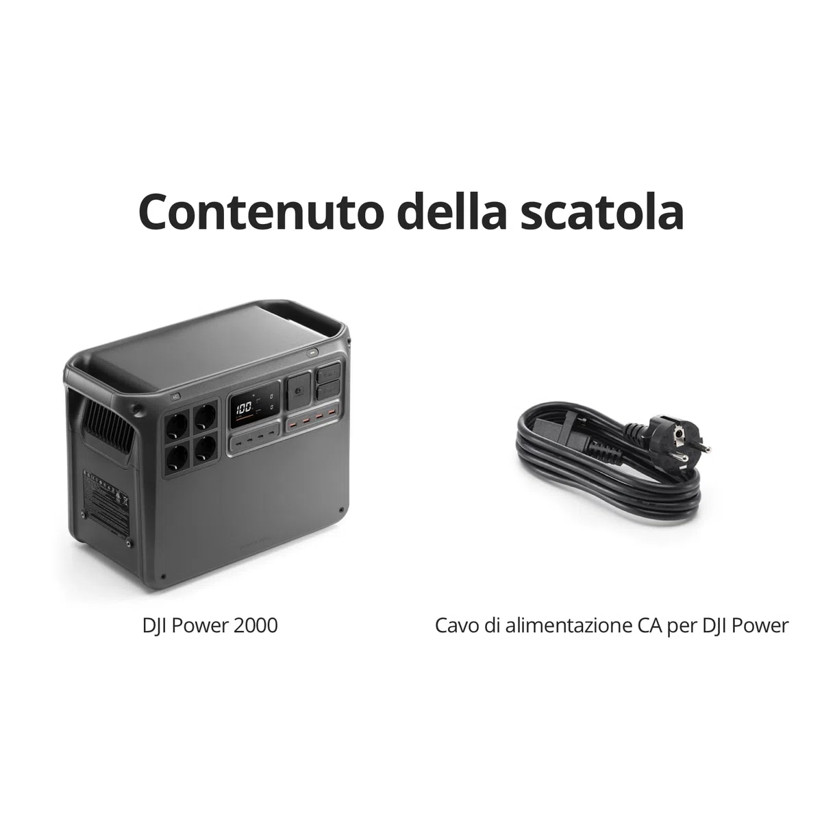 DJI Power 2000 - Power Station portatile, 2048 Wh, batteria LiFePO4, dimensioni compatte, carica in 45 minuti da 0% a 80%, generatore solare da 3000 W per casa camper/alimentazione di emergenza
