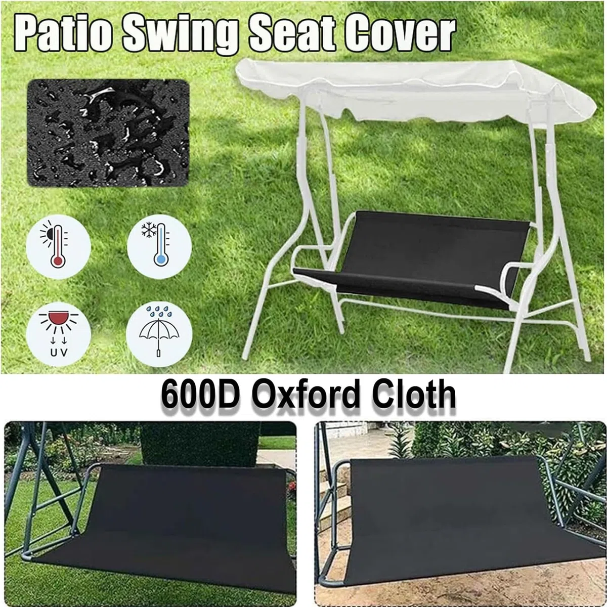 Coprisedile di Ricambio per Altalena Hollywood per Esterni da Giardino,Impermeabile Protezione UV(Size:158x(52+52) cm/62.2X(20.4+20.4) inch,Color:Coffee)