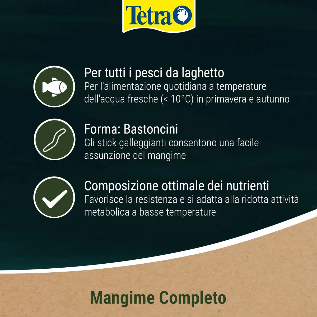 Tetra Pond Wheatgerm Sticks, Mangime Completo ai Pesci dei Laghetti da Giardino, Ottimale per Temperature Basse dell'Acqua in Autunno e in Primavera, 4 L