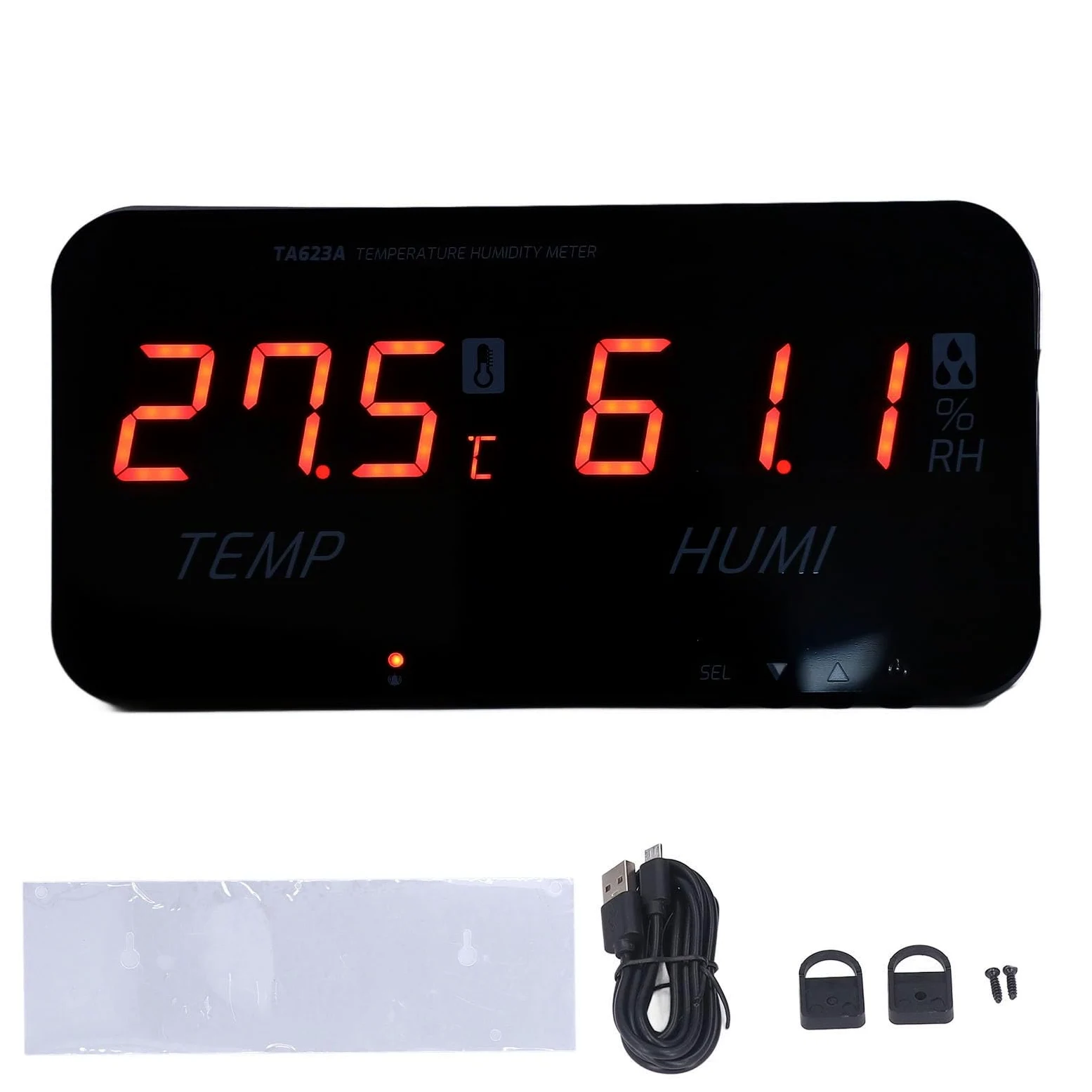 Zerodis Igrometro con Display Digitale, Misuratore di Temperatura e umidità ABS con Schermo LED da 1,8 Pollici, Sensore GXHTC3, Alimentazione 5 V, Display a 4 Cifre per Serra, Ufficio Domestico