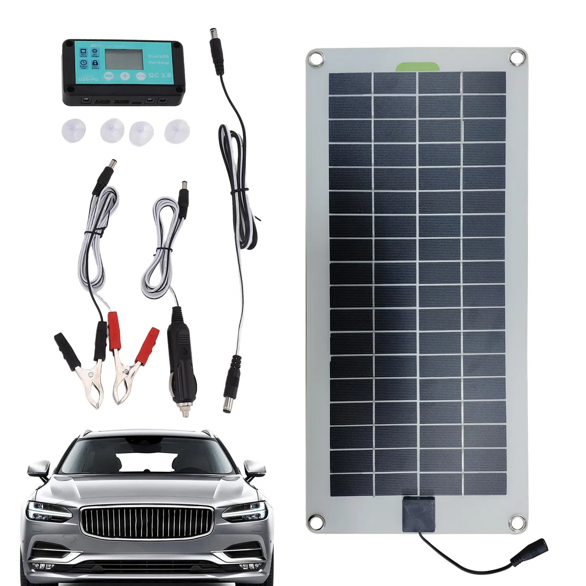 Mantenitore Solare Per Auto, Caricabatteria Solare Per Auto Da 12 V, Mantenitore Di Mantenimento Batteria Solare Da 30 W, Kit Pannello Solare Per Auto Portatile Per, Autoveicoli, Backup