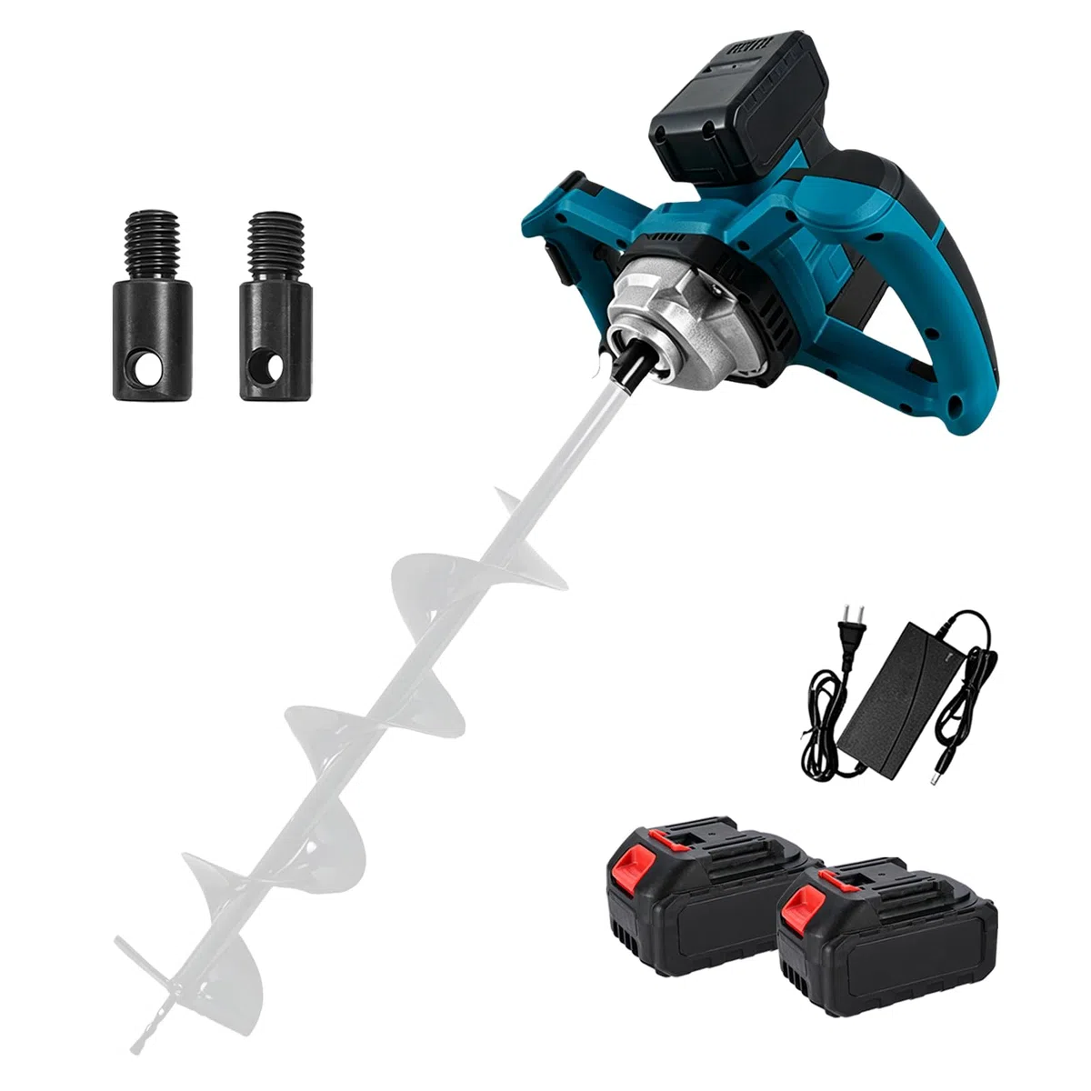 Trivella a Batteria, Trivella di Terra Professionale con 1200W Motore Senza Spazzole, Senza Testa, per Costruzione di Recinzioni, Giardino, Agitatore per Malta (Batteria e Caricabatterie Inclusi)