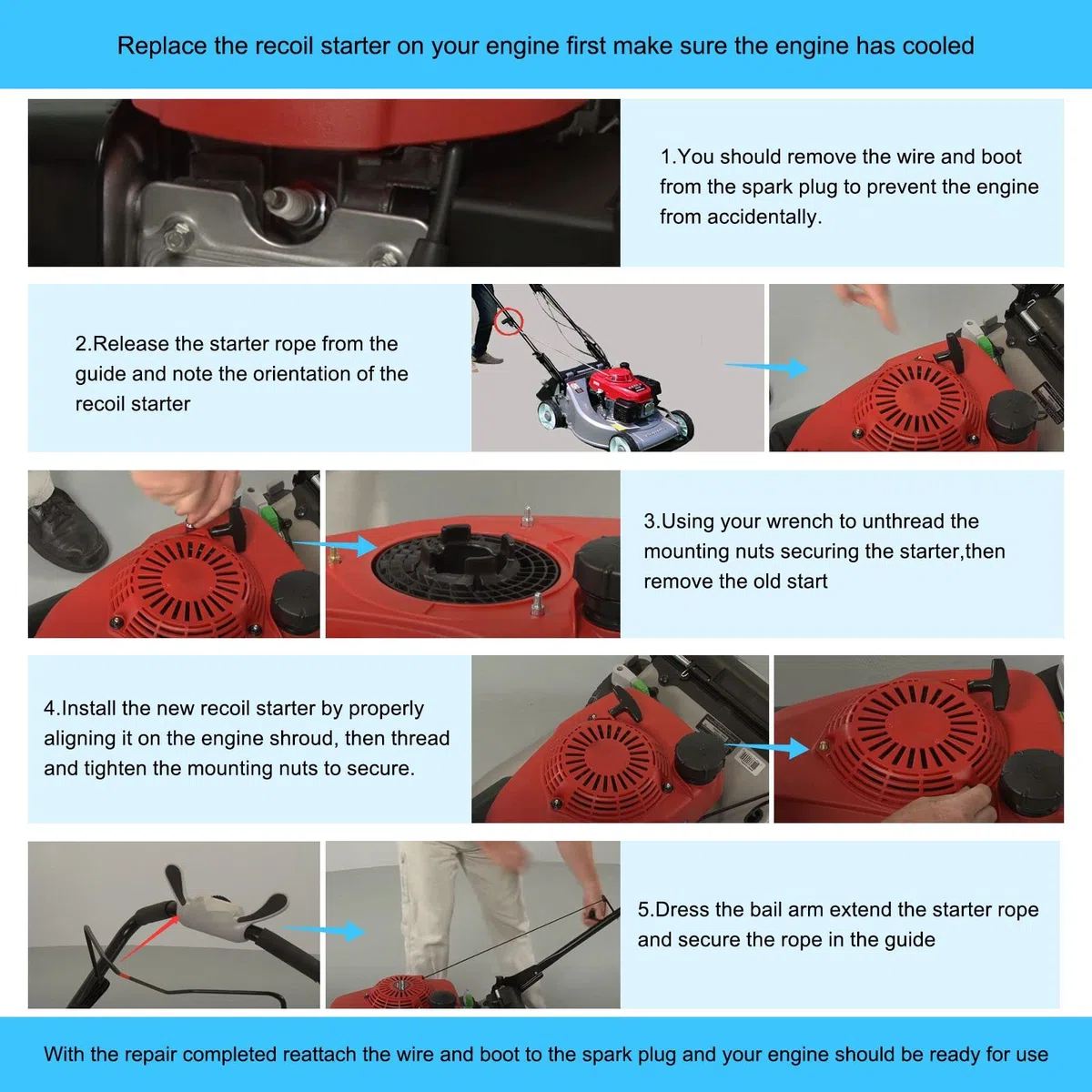 REPLACE Recoil Starter with Air Filter Spark Plug For Honda gc135 GC160 gcv135 GCV160 Generator Engine