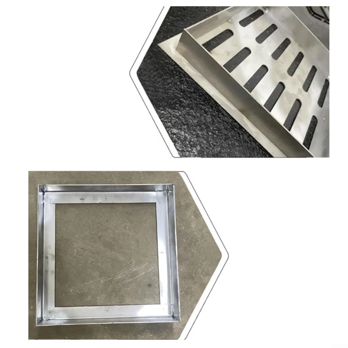 Griglia di scarico quadrata per esterni, griglia di scarico per esterni, copertura per canali di drenaggio per acqua piovana per patio, prato, giardino (150 x 150 x 20 x 2 mm)