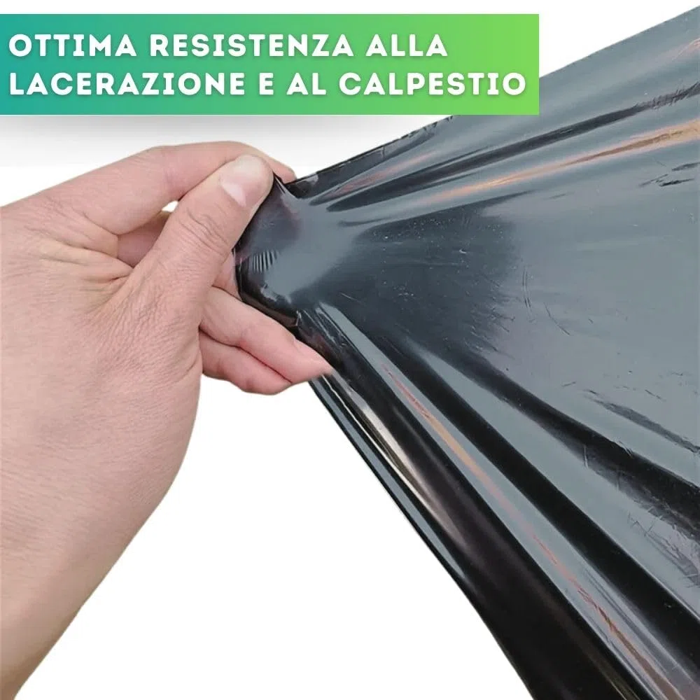 DI GIULIO SRL Telo Nero Pacciamatura 100 Metri x 1 Metro Larghezza con Fori Centrali Ogni 30 cm | Copertura Terreno Pacciamante Antierbacce | Bio Orto