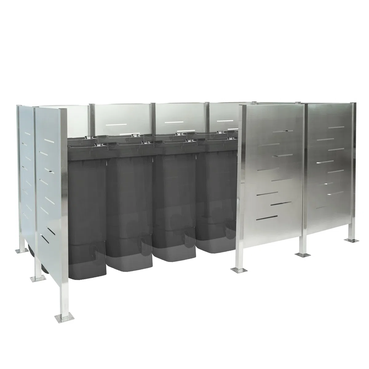 Recinzione fendivista bidoni box spazzatura rifiuti HWC-J55 166x326x151cm acciaio inox