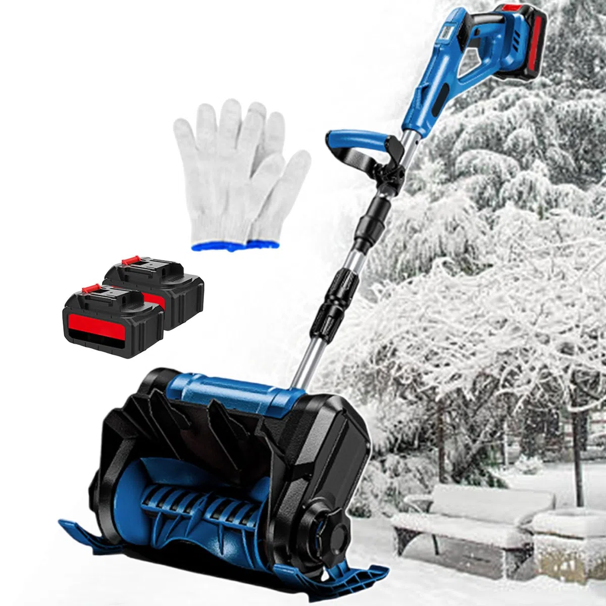 Pala da neve elettrica senza fili, ricaricabile, distanza di lancio di 8 m, in lega di alluminio, pieghevole per cortile, fabbrica, parco giochi