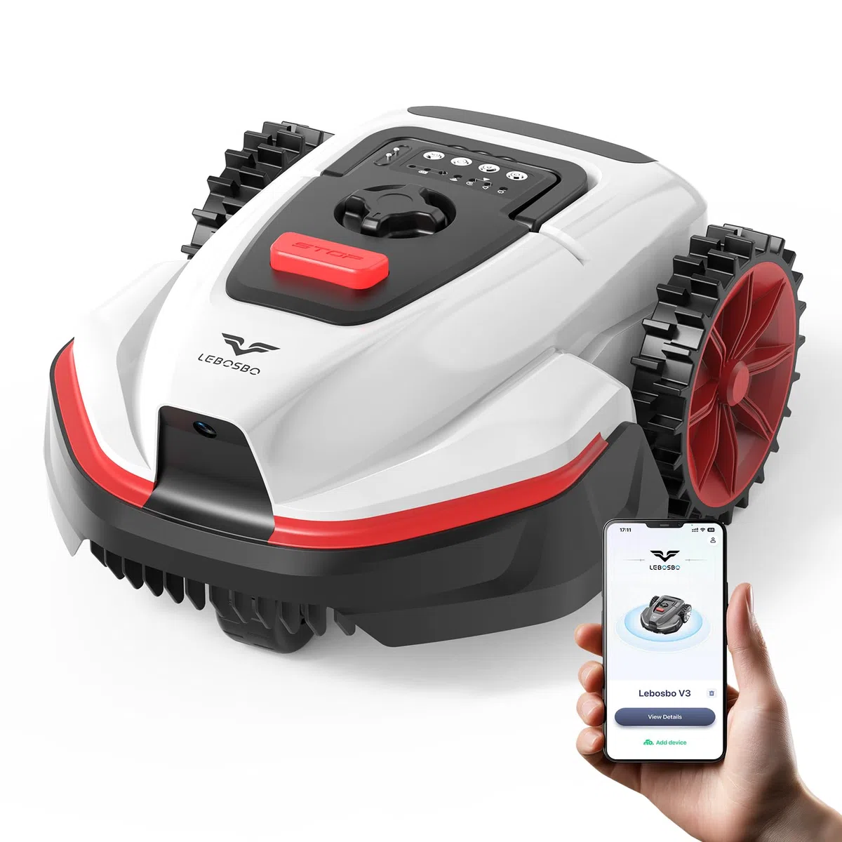 V3 Robot Tagliaerba Senza Filo Perimetrale, Navigazione AI con Visione, Controllo tramite App, Funzionamento Silenzioso, per Giardini fino a 100 m²