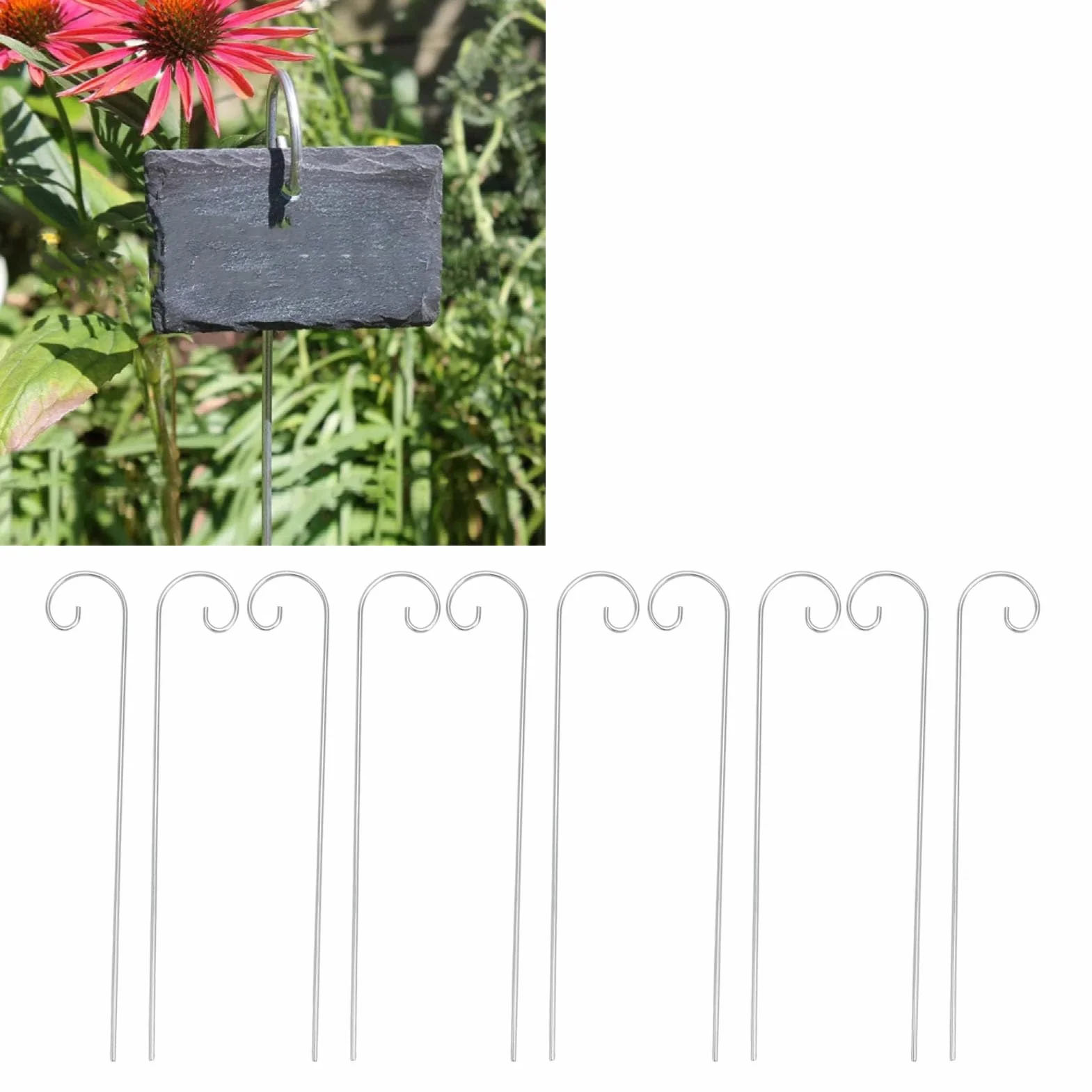 30 Pezzi Ganci per Etichette per Piante, Paletto per Etichette per Piante in Acciaio Inossidabile, Porta Etichette per Piante Appendiabiti per Etichette per Piante Palo per