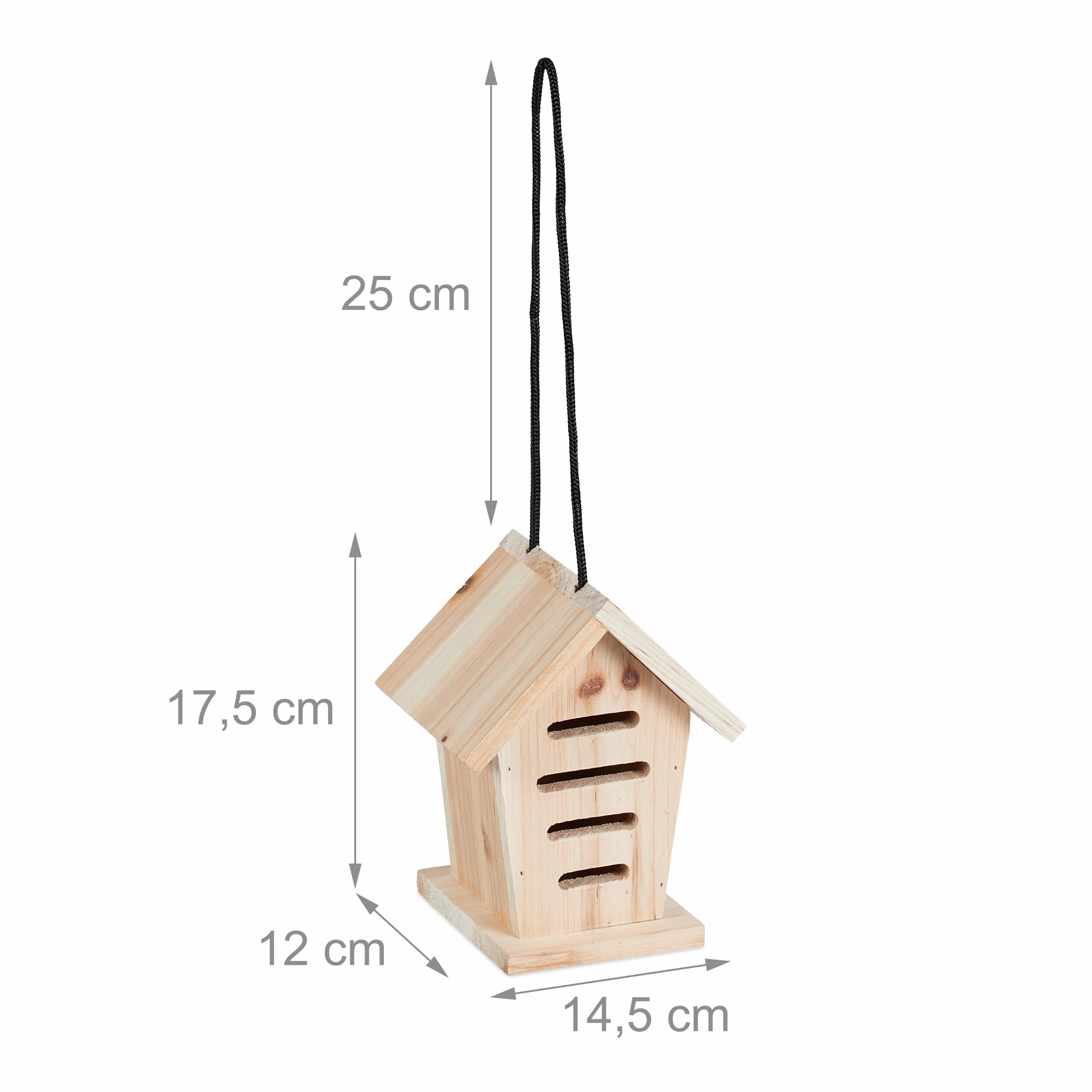 Relaxdays Casetta per Coccinelle, Set da 2 Case in Legno Grezzo da Appendere in Giardino, Hotel per Insetti, Naturale