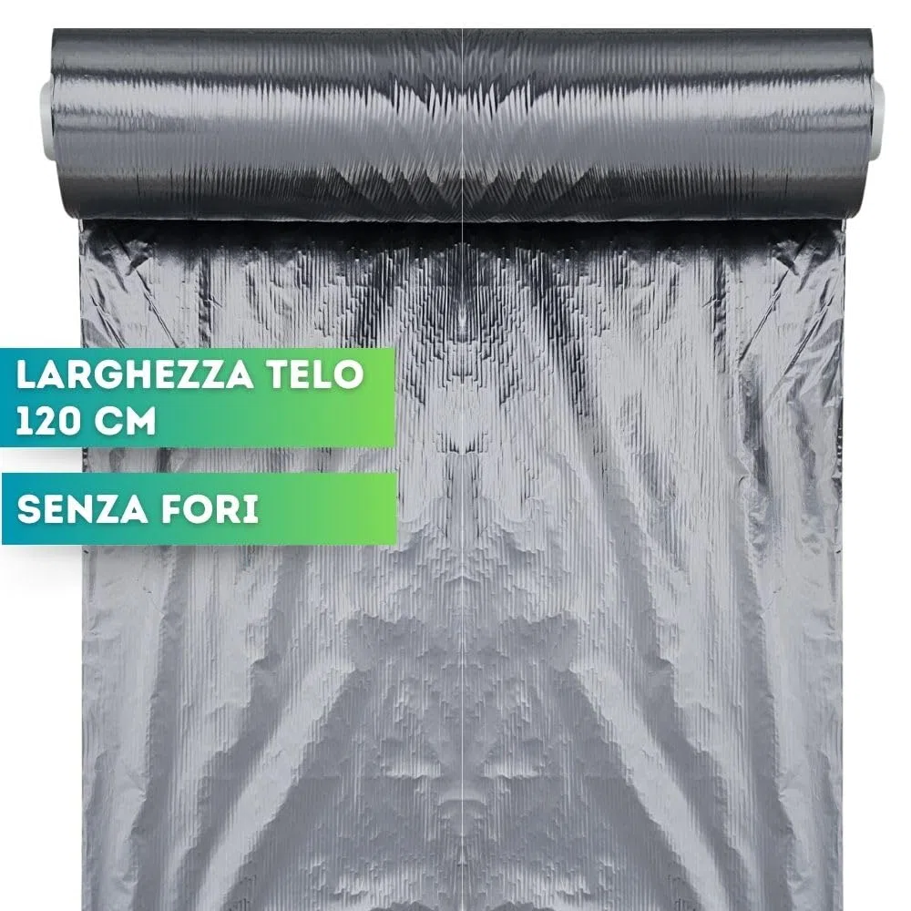 DI GIULIO SRL Telo Nero Pacciamatura Larg. 120 cm x Varie Misure Senza Fori Copertura Terreno Antierbacce Contro Le Infestanti | Bio Orto (100 Metri)