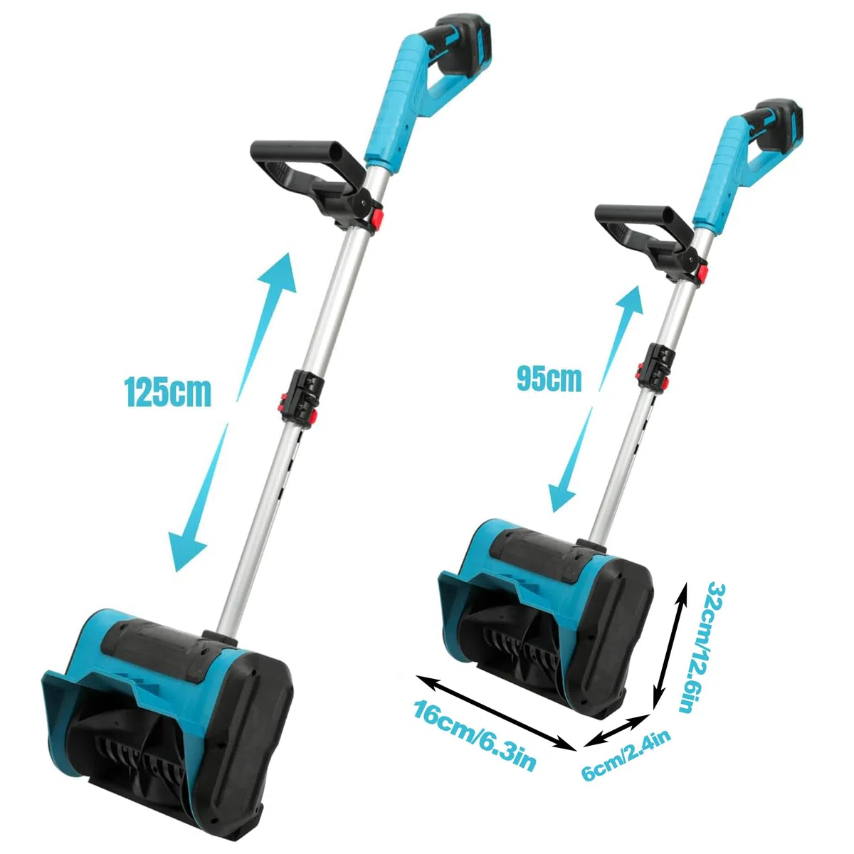 Spazzaneve elettrico, 1200 W, senza fili, con batterie al litio, regolazione in tre direzioni, lancio spazzolato per rimozione della neve per distanza di proiezione di 6,8 m