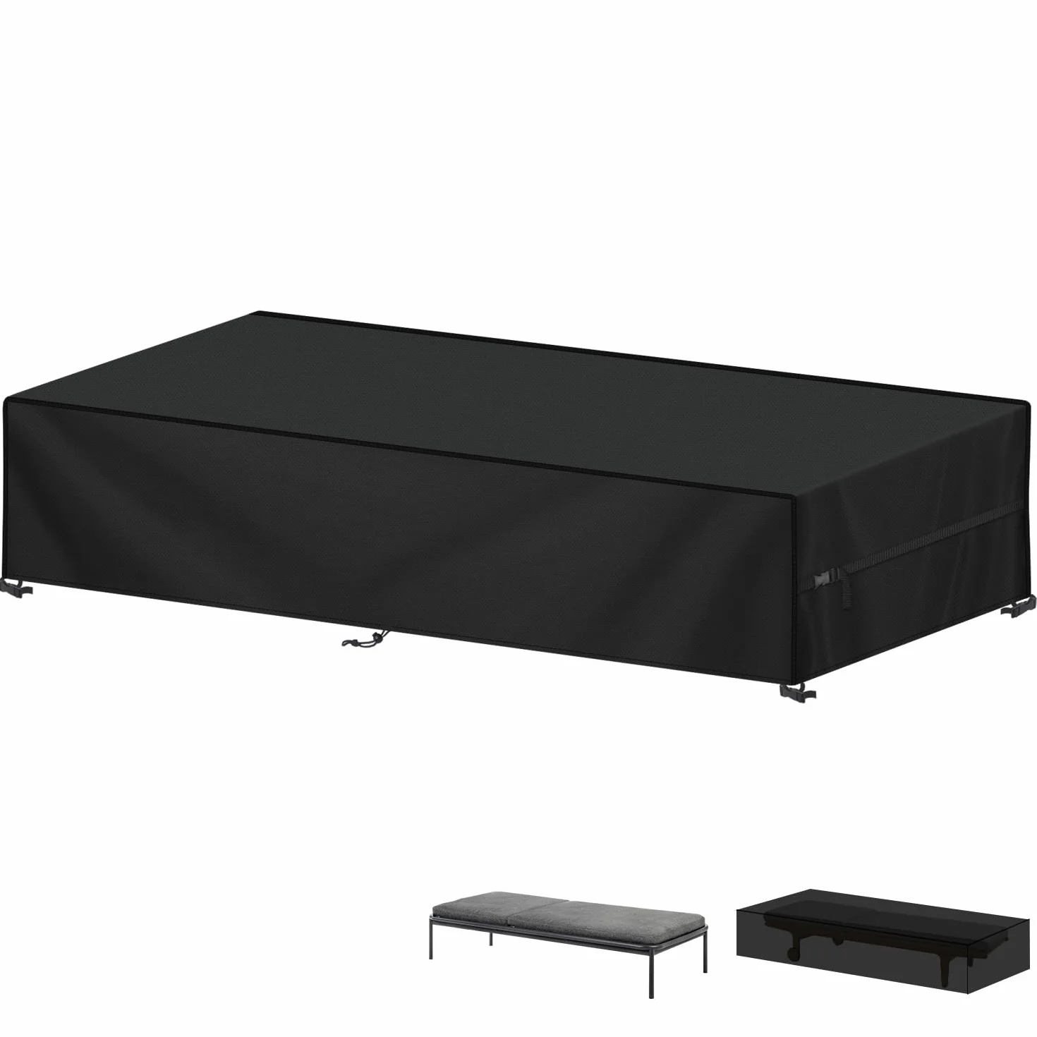 LAMUNI Copertura Sdraio da Esterno Telo Copri Lettino da Giardino, 420D Oxford Coperture per Lettini Prendisole da Giardino, Antivento, Anti-UV Copertura Impermeabile per Sdraio, 218x77x55cm